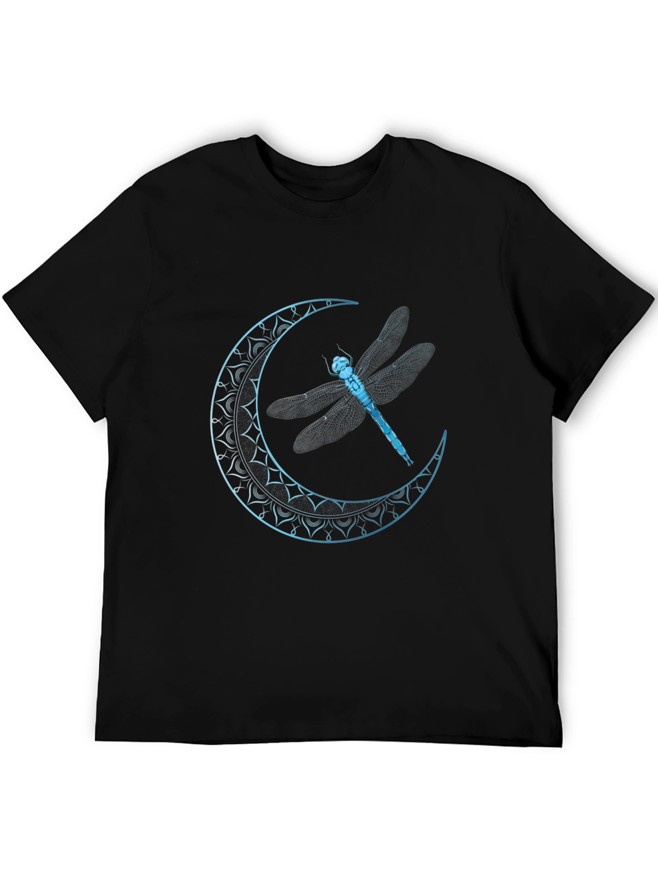 Black Dragonfly Moon Graphic Tee - Black Cotton Blend view 5