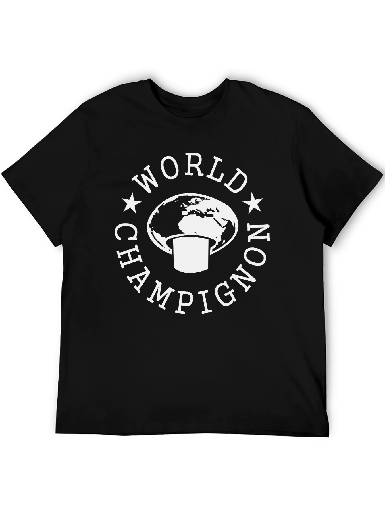 Black World Champignon T-Shirt - Funny Mushroom Design view 5