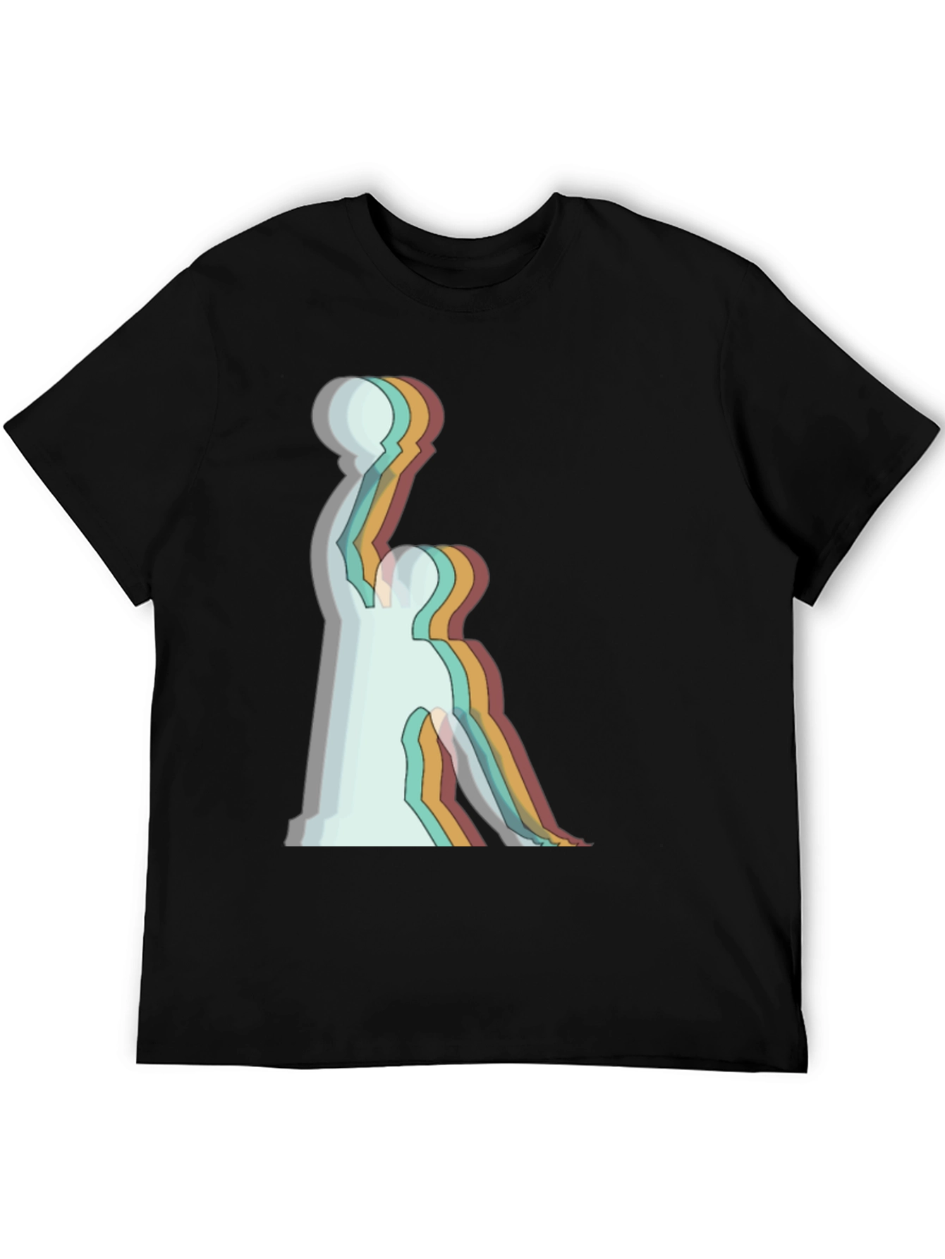 Black Retro Basketball Player Graphic Tee - Black Cotton T-Shirt view 5