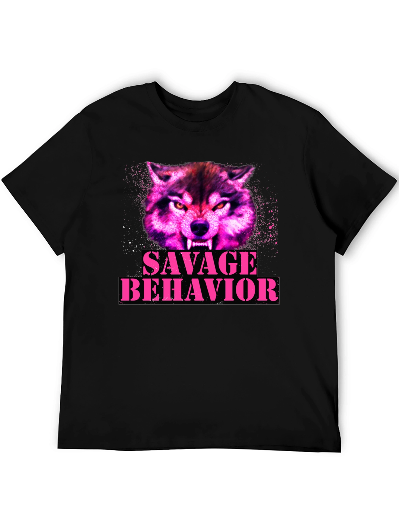 Black Savage Behavior Wolf Graphic T-Shirt view 5