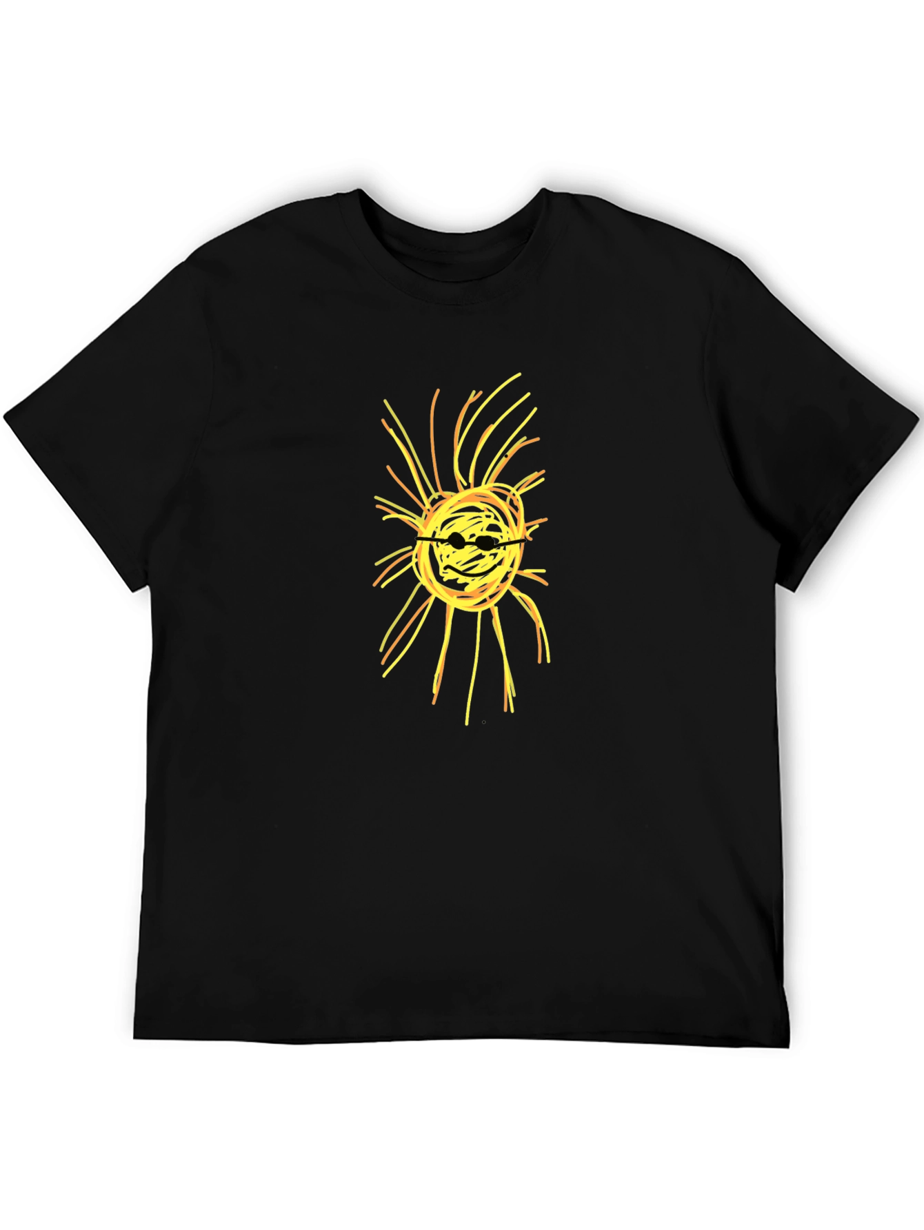 Black Abstract Sun Graphic Black T-Shirt view 5