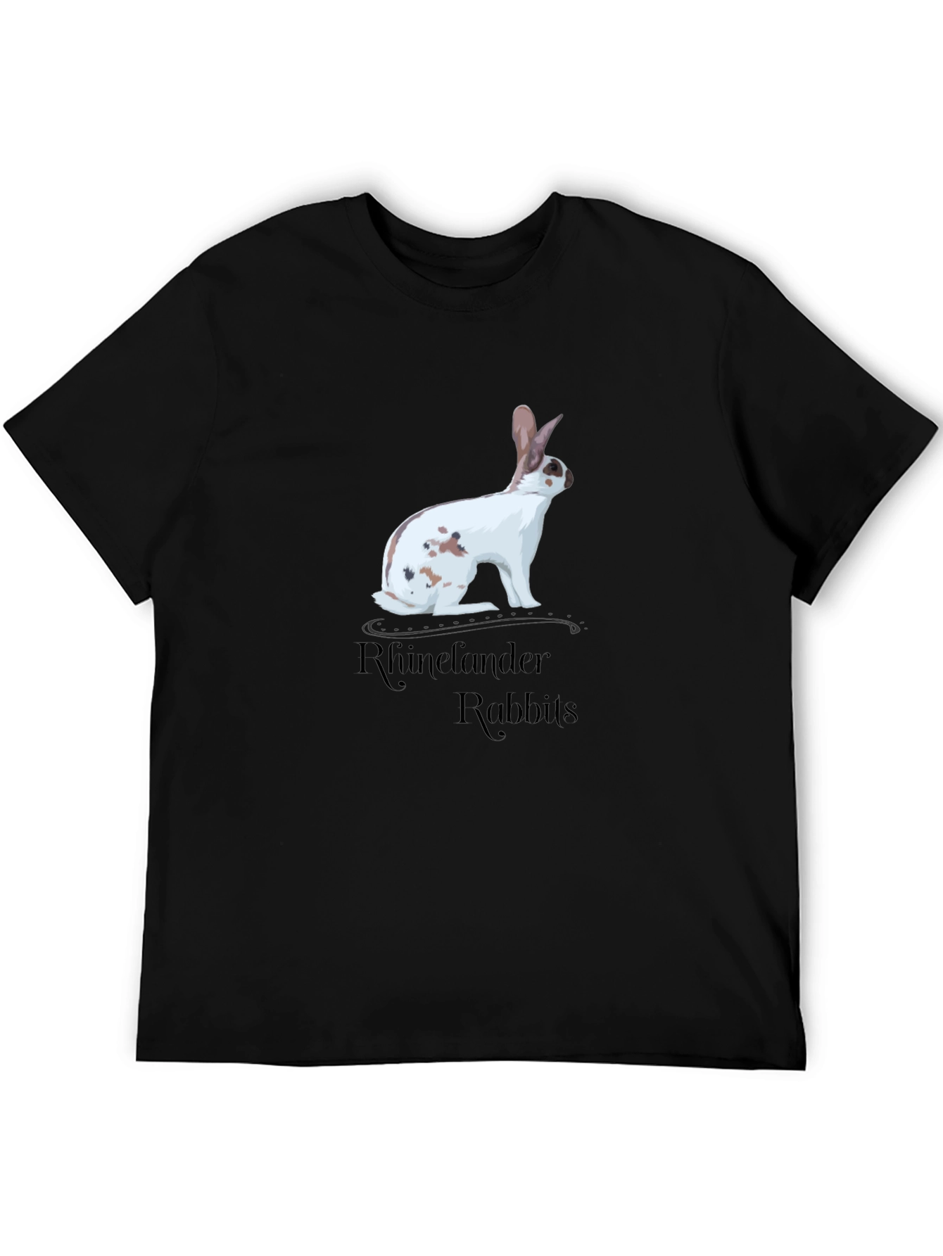 Black Rhinelander Rabbit Graphic Tee - Black Cotton T-Shirt view 5
