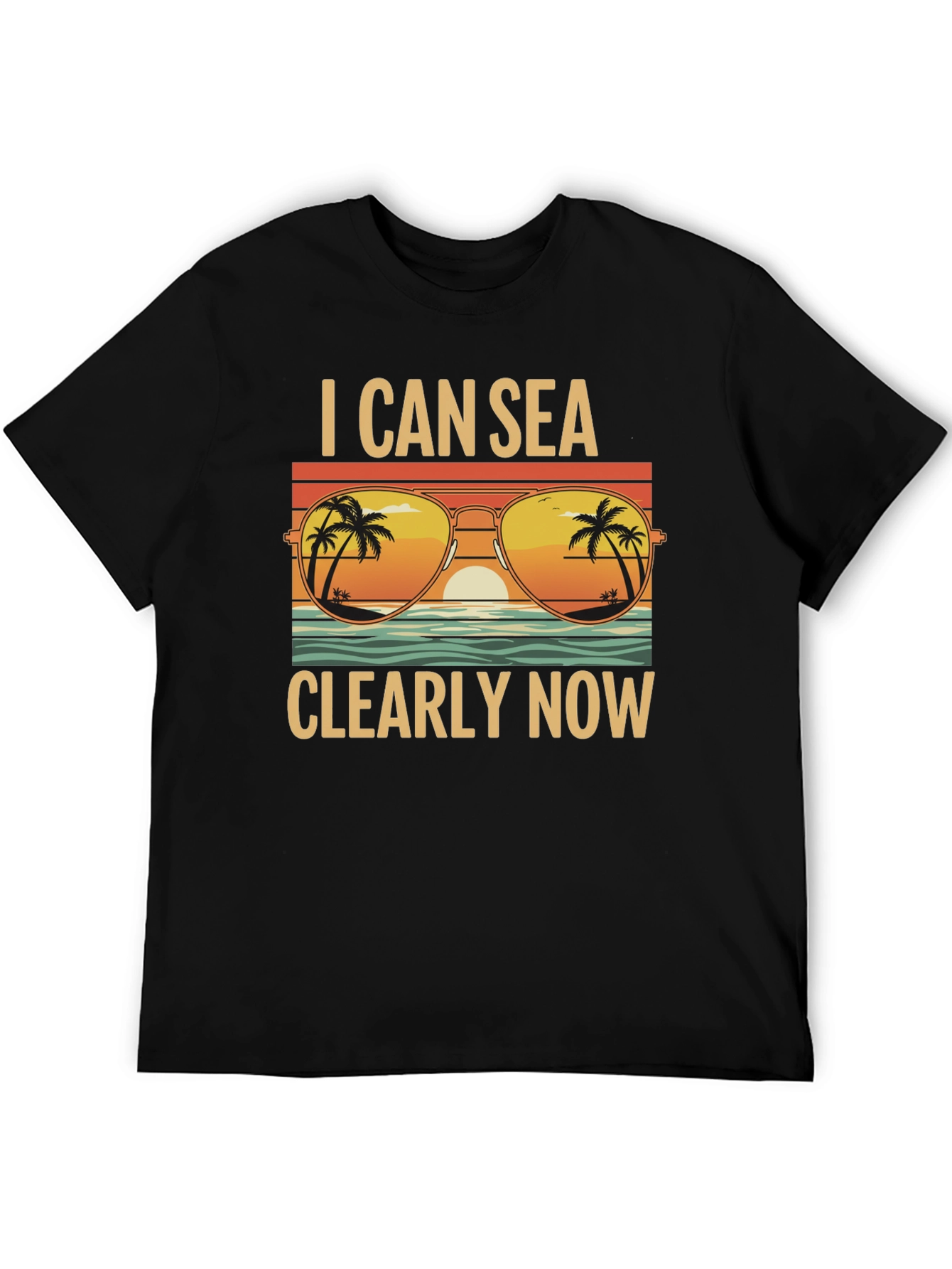 Black I Can Sea Clearly Now T-Shirt: Coastal Vibes Tee view 5