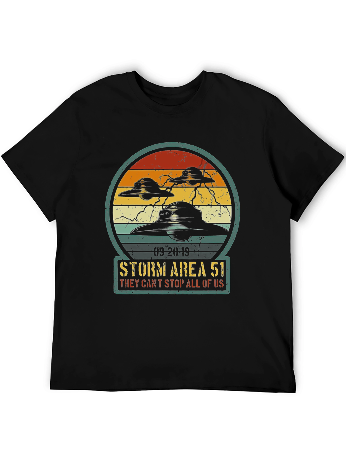 Black Storm Area 51 Graphic Tee - They Can't Stop All of Us T-Shirt view 5