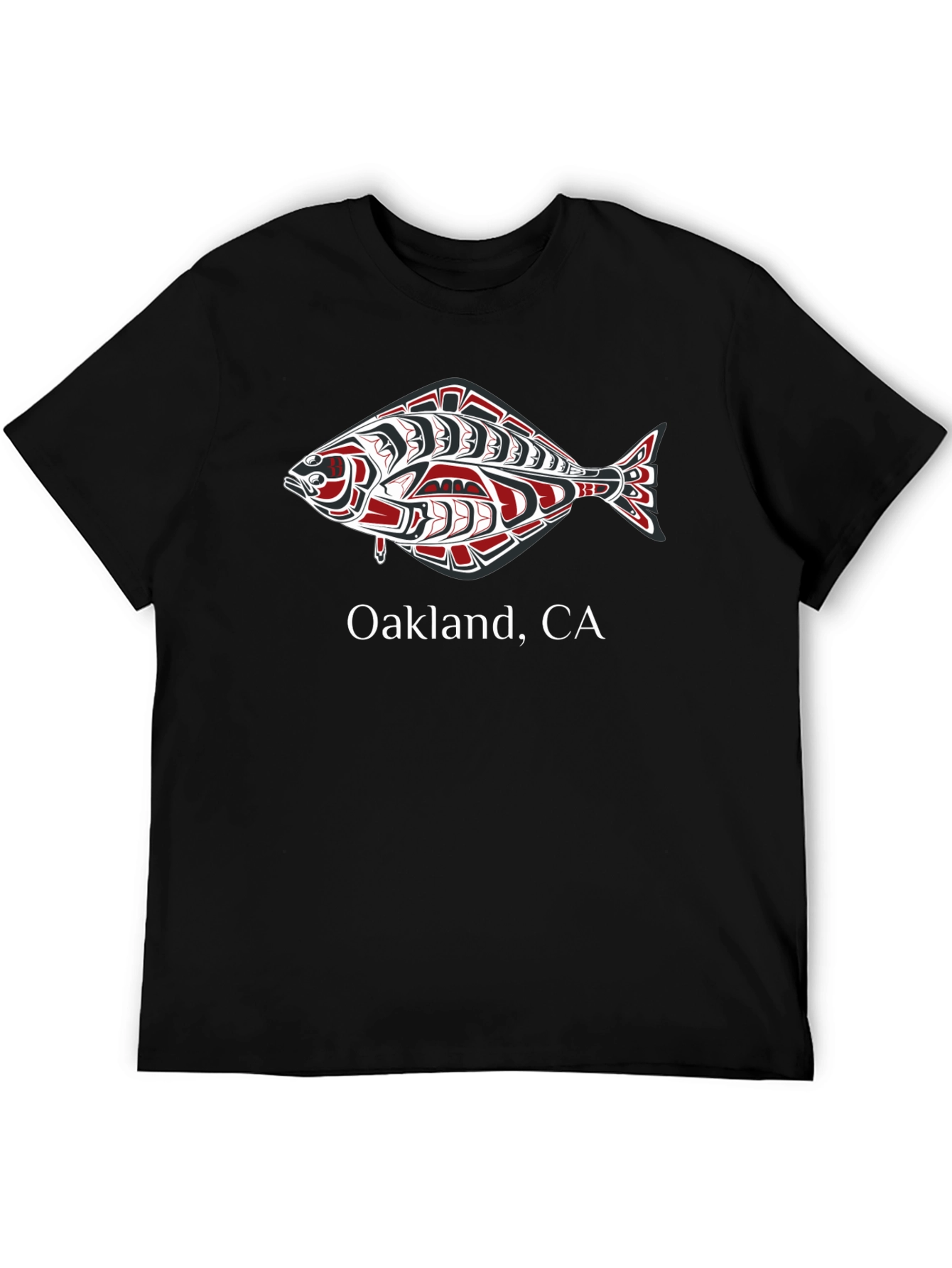 Black Oakland CA Fish Graphic Tee view 5