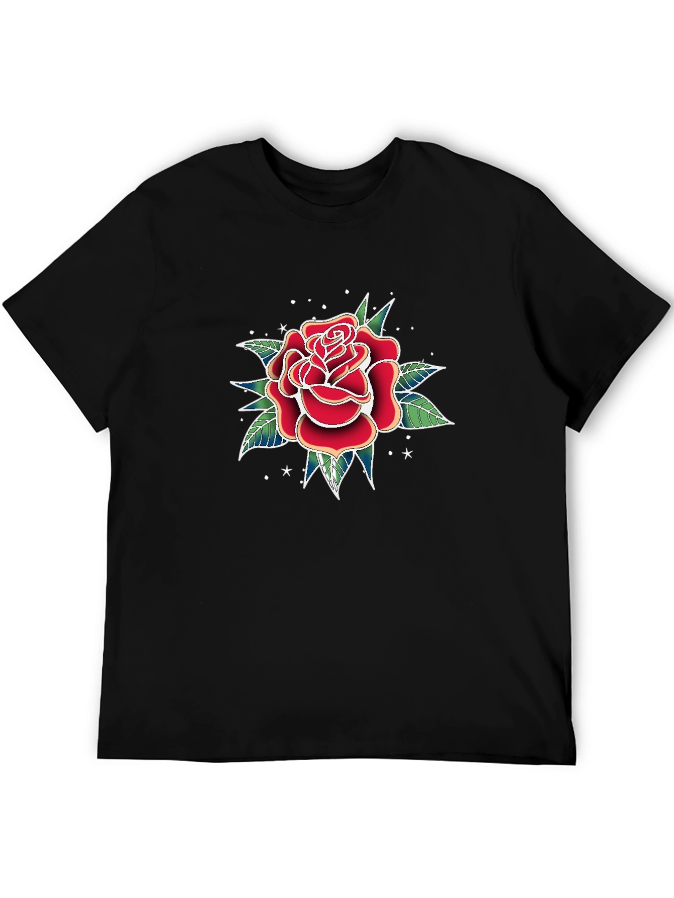 Black Classic Rose Tattoo Graphic T-Shirt view 5