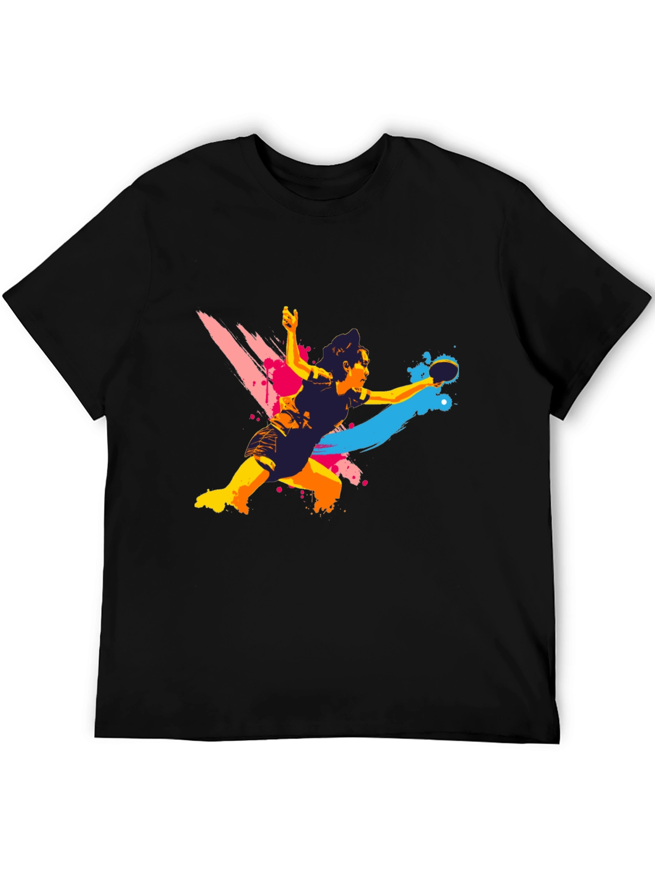 Black Ping Pong Player Graphic T-Shirt view 5