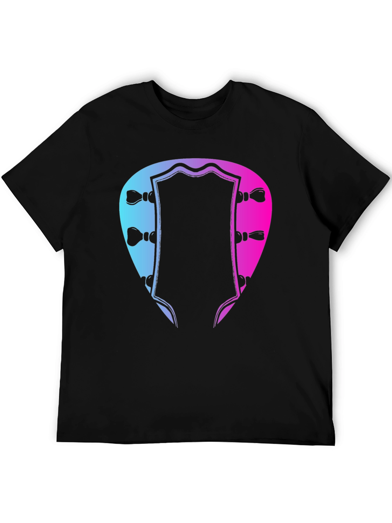 Black Guitar Headstock T-Shirt - Music Lover Tee view 5