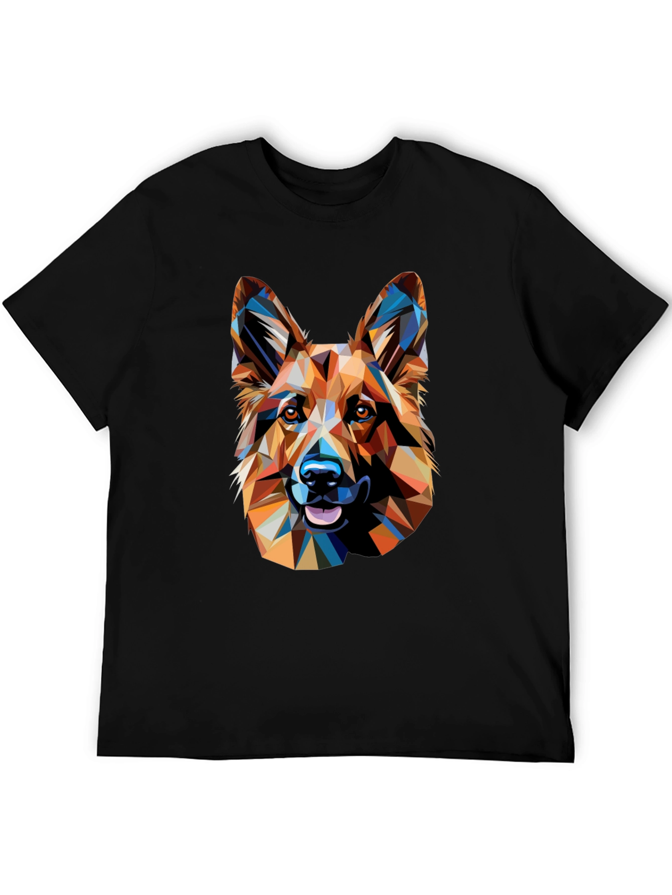 Black Geometric German Shepherd Graphic Tee view 5