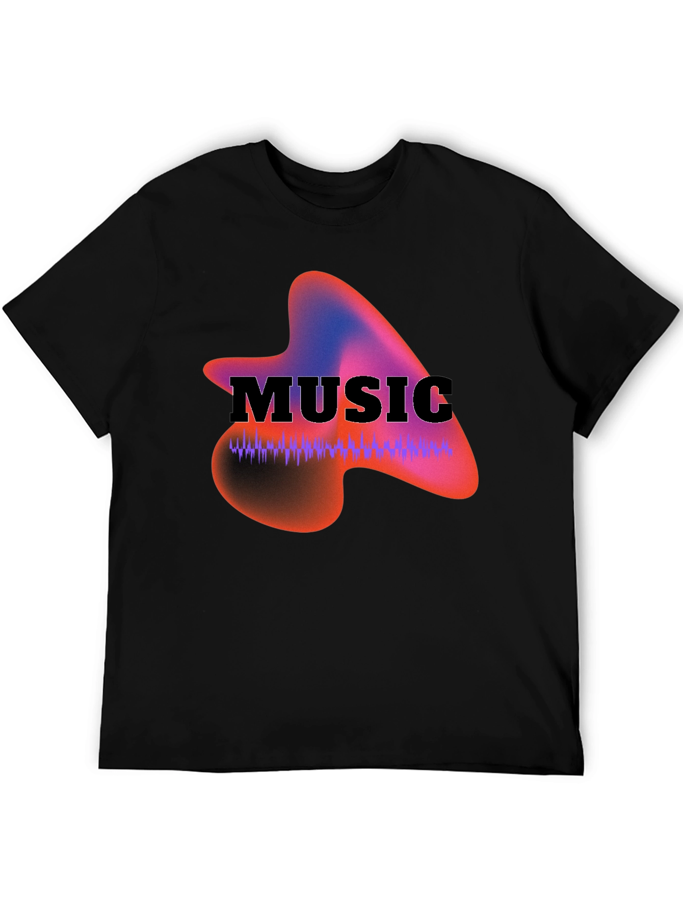 Black Music Waveform Graphic Black T-Shirt view 5