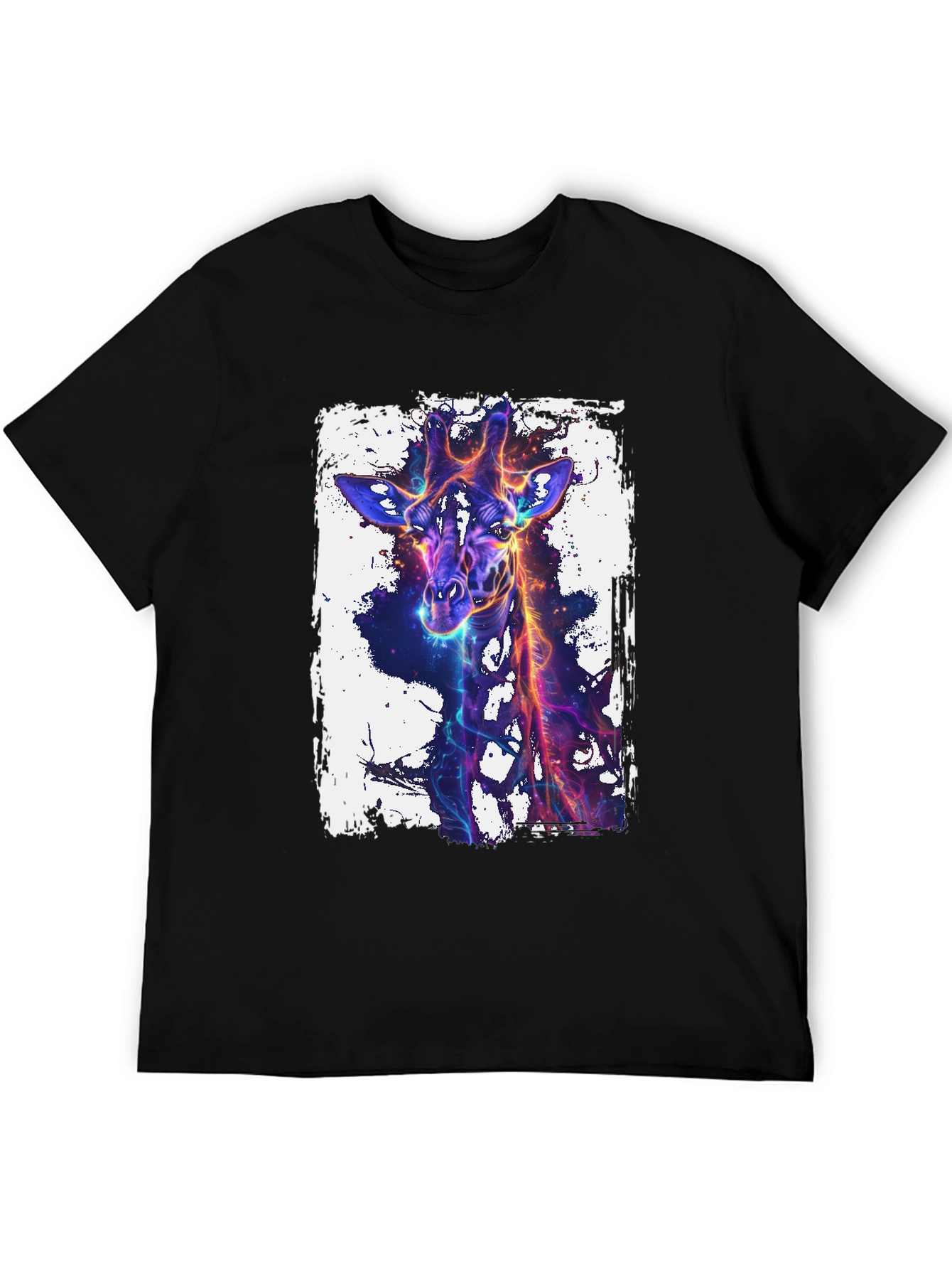 Black Neon Giraffe Graphic Tee - Black view 5