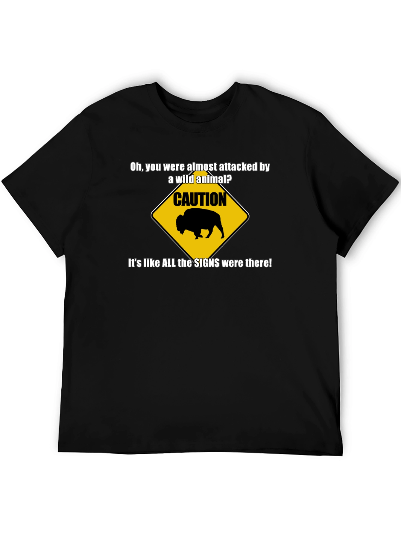 Black Caution Wild Animal Graphic T-Shirt view 5