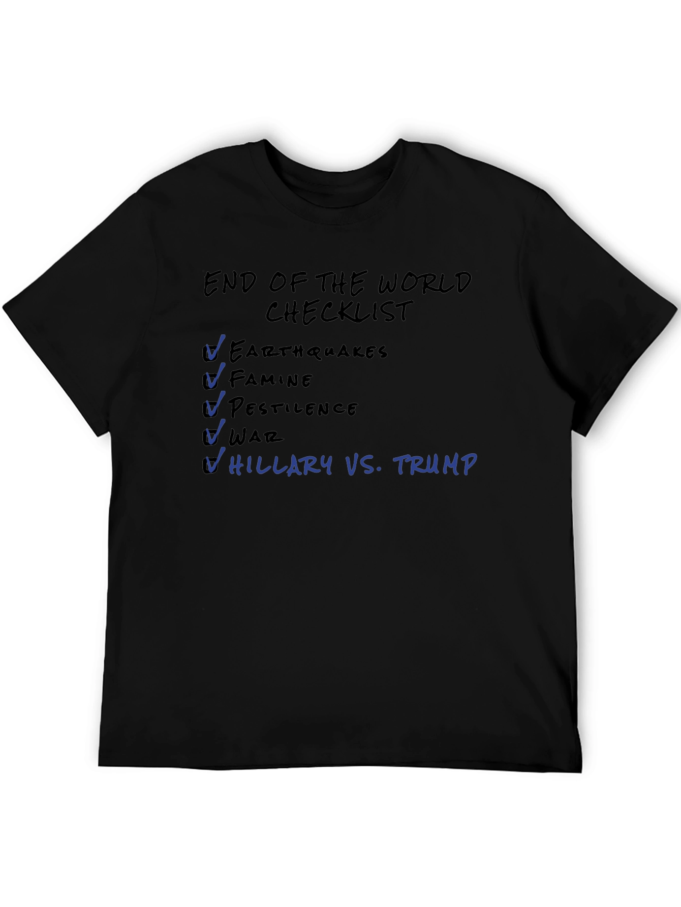 Black End of The World Checklist T-Shirt view 5