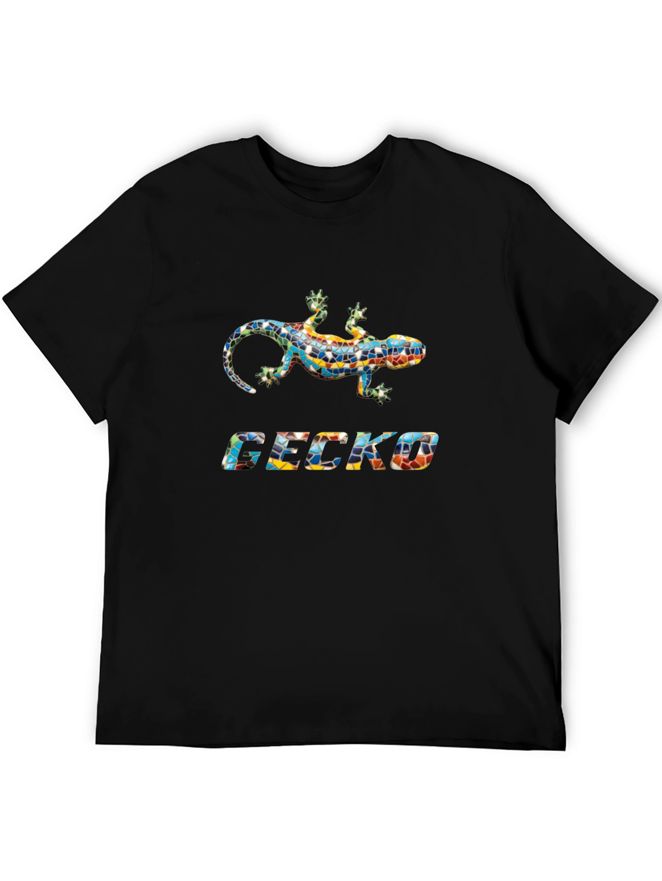 Black Gecko Mosaic Graphic Black T-Shirt view 5