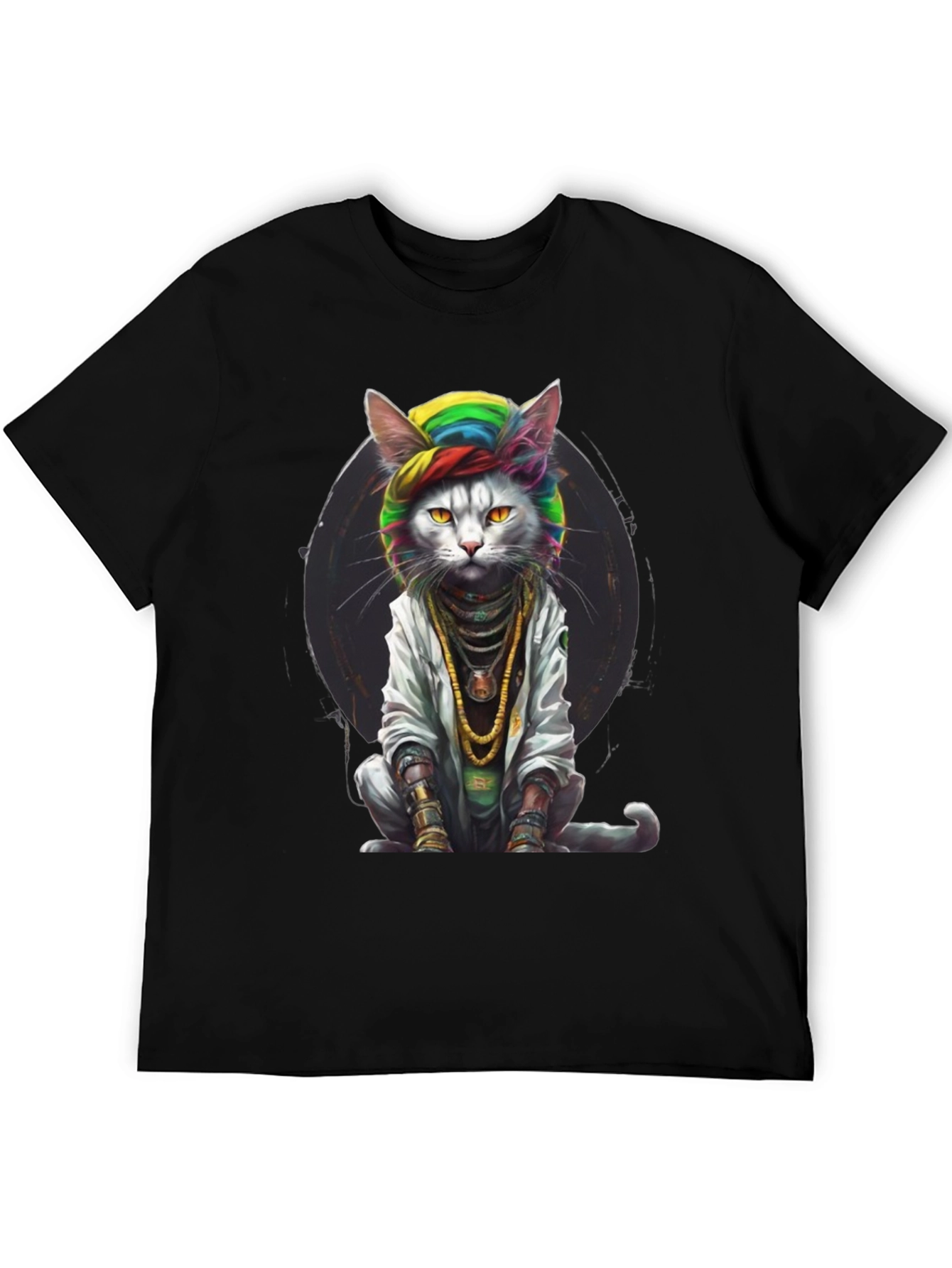 Black Cool Cat Graphic Tee view 5