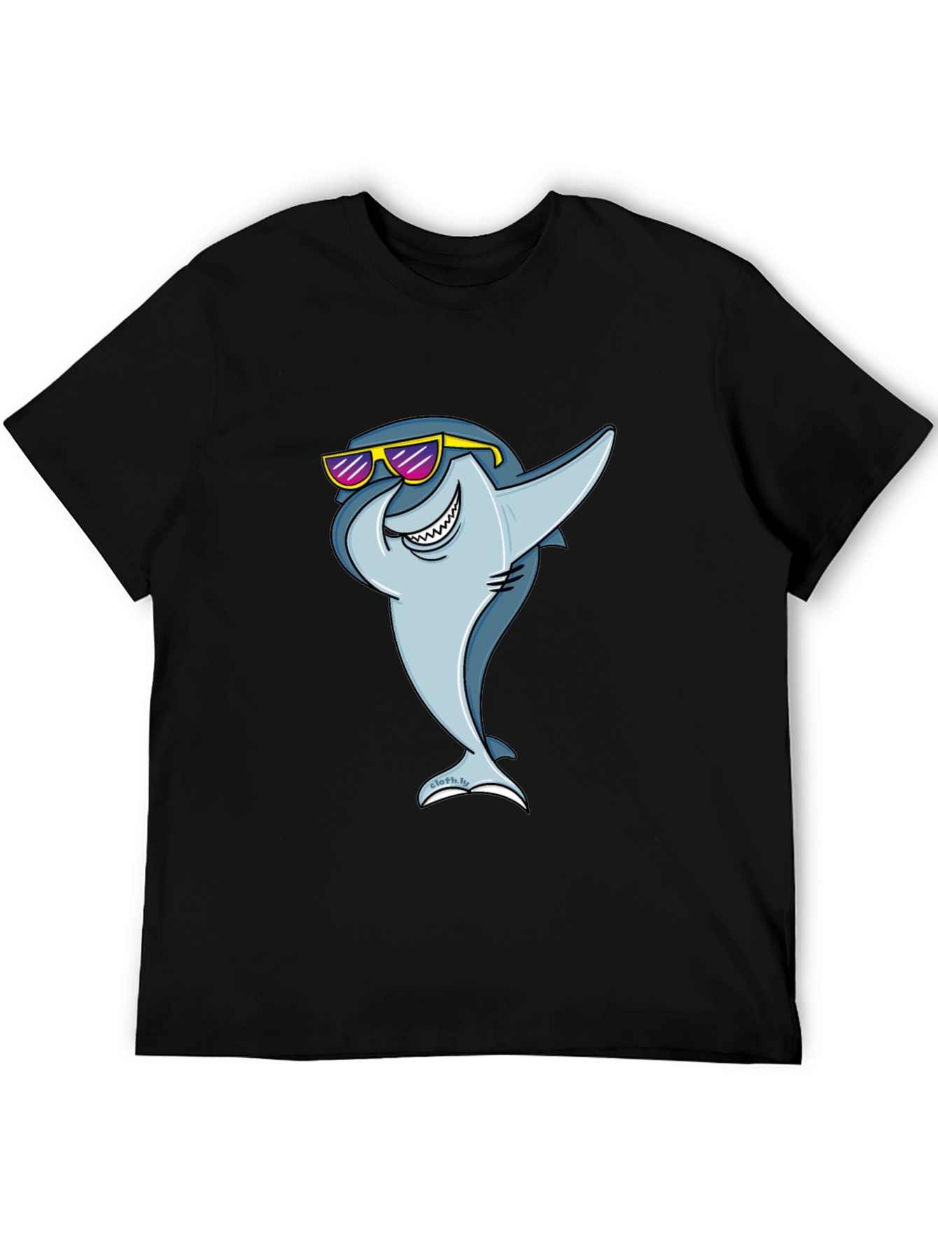Black Cool Shark Graphic Tee - Black Cotton T-Shirt view 5