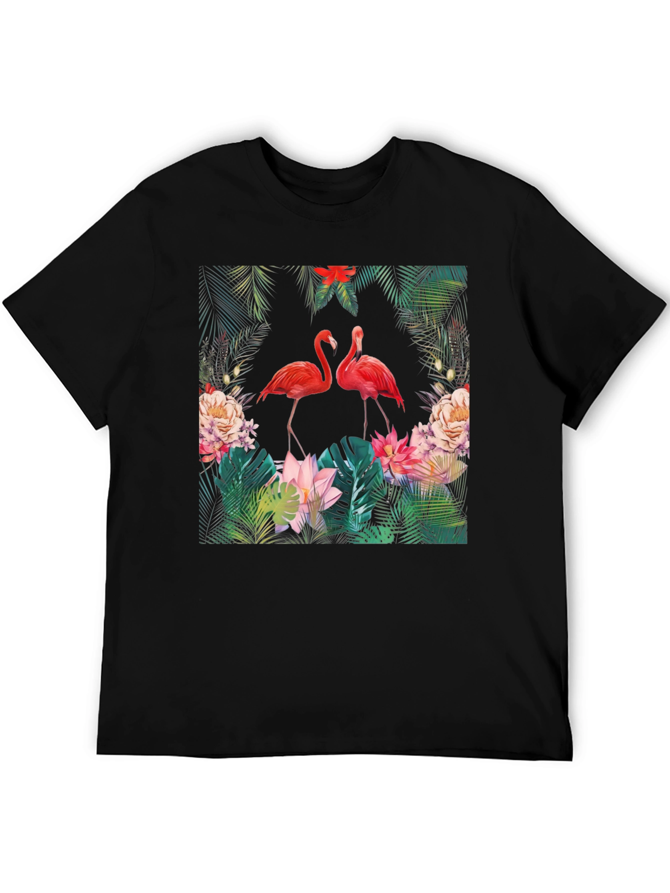 Black Tropical Flamingo Graphic Tee view 5
