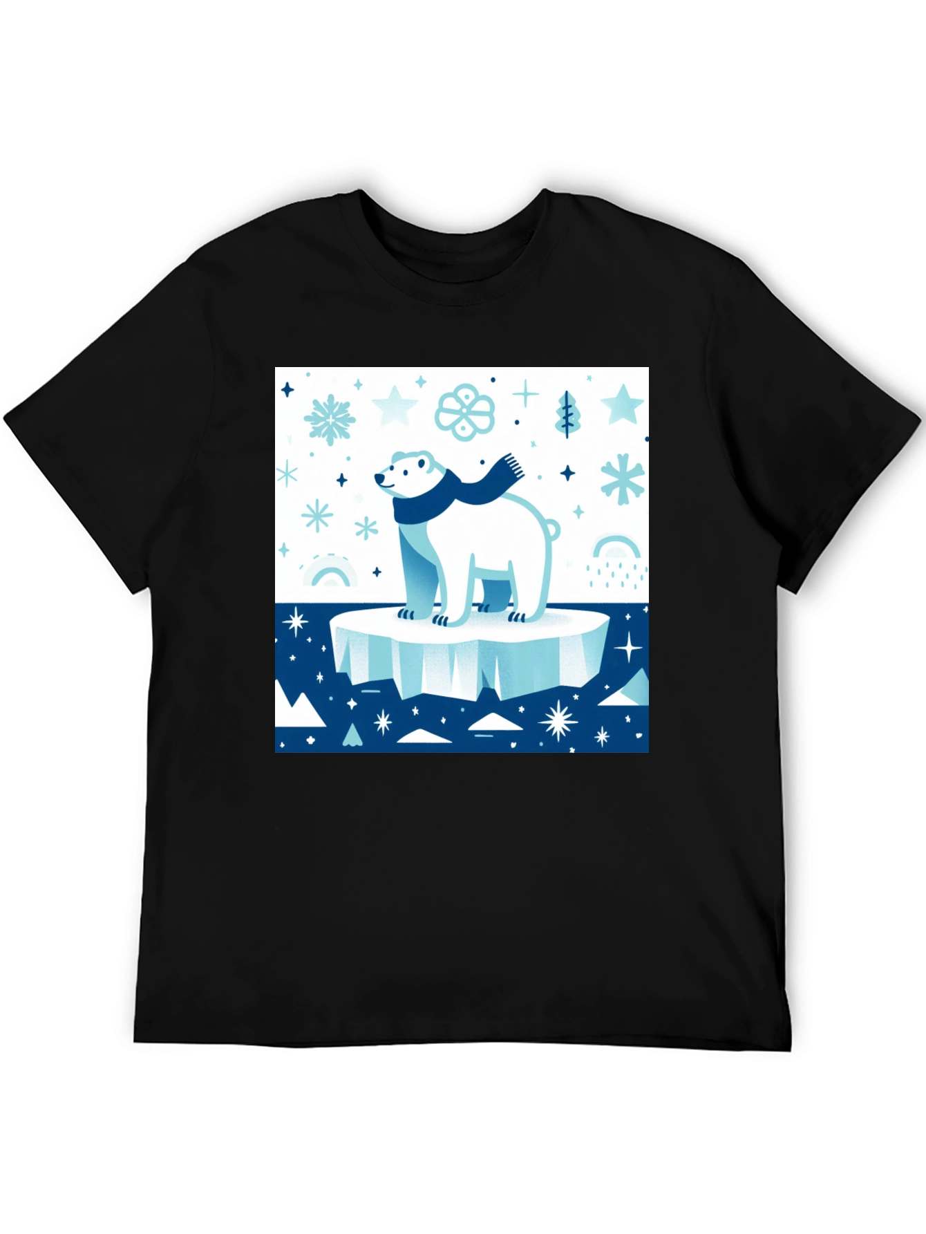 Black Polar Bear Winter Scene Graphic Tee view 5