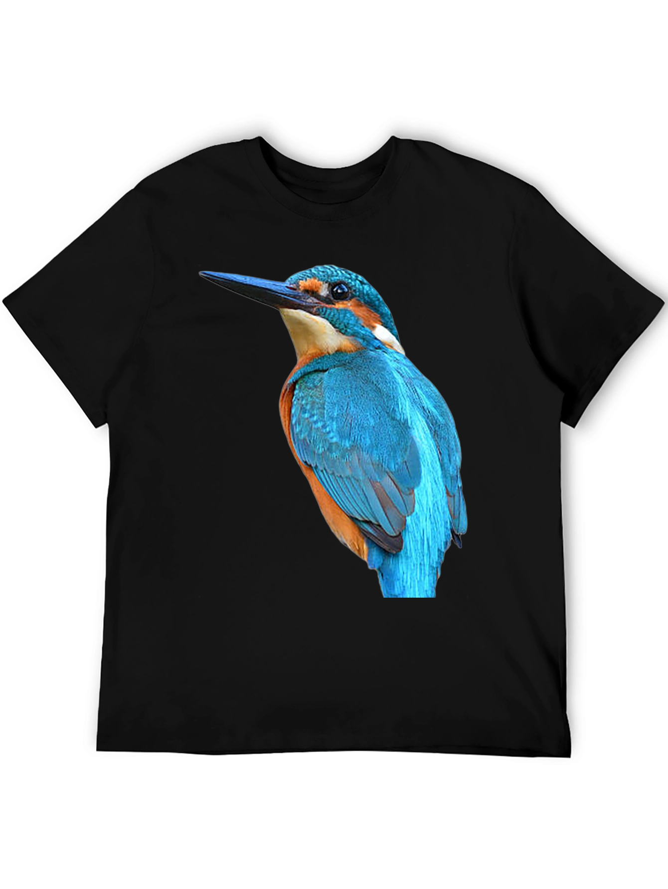 Black Kingfisher Bird Graphic Black T-Shirt view 5