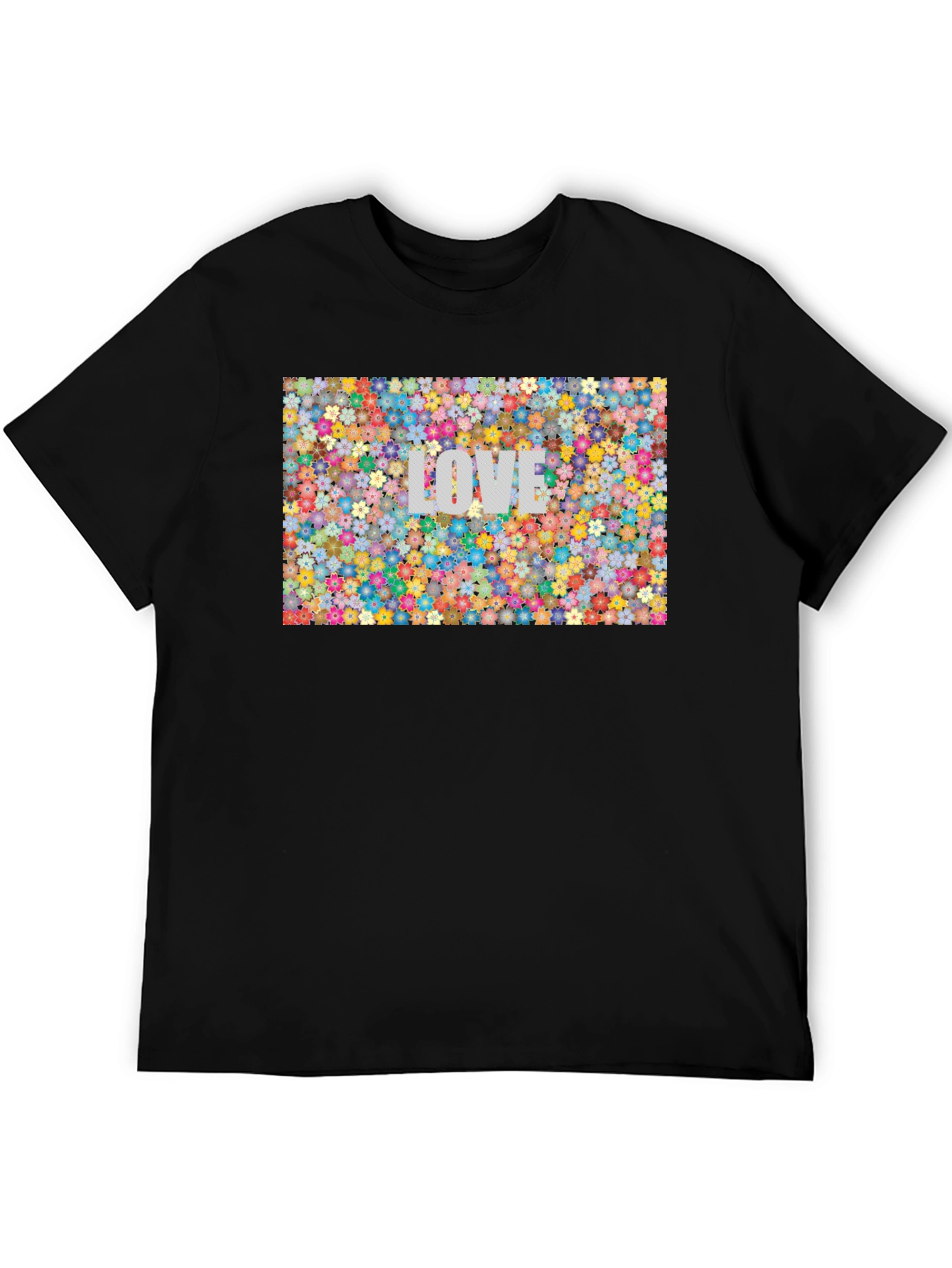 Black Floral LOVE Print T-Shirt - Stylish Black Tee view 5