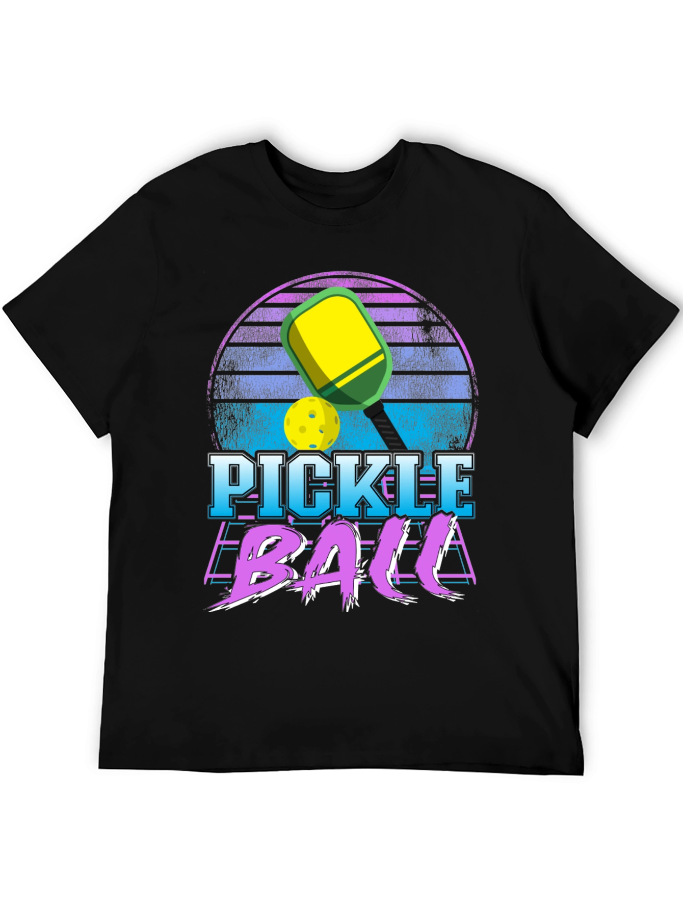 Black Retro Pickleball Graphic T-Shirt view 5