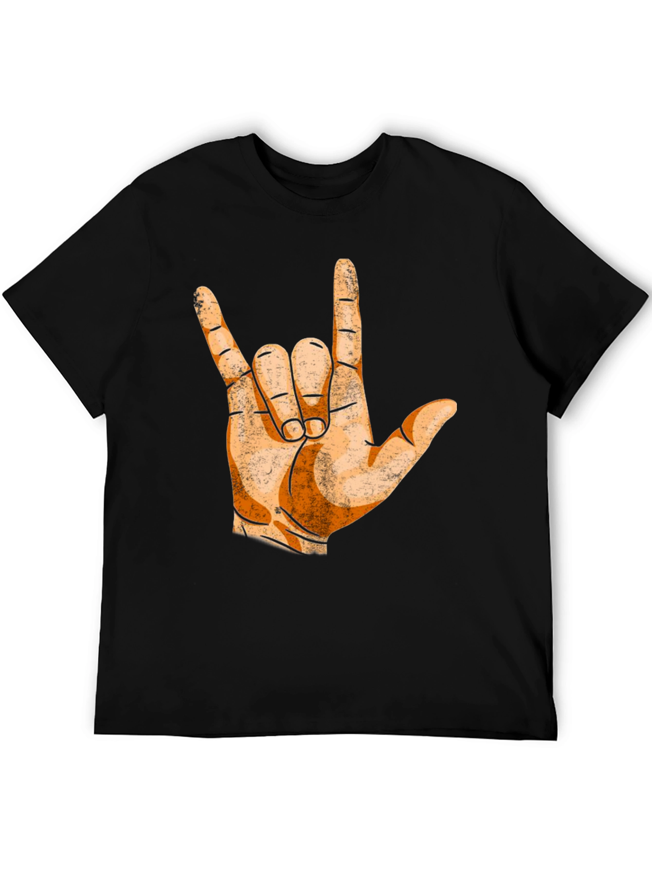 Black I Love You Hand Sign T-Shirt - Black view 5