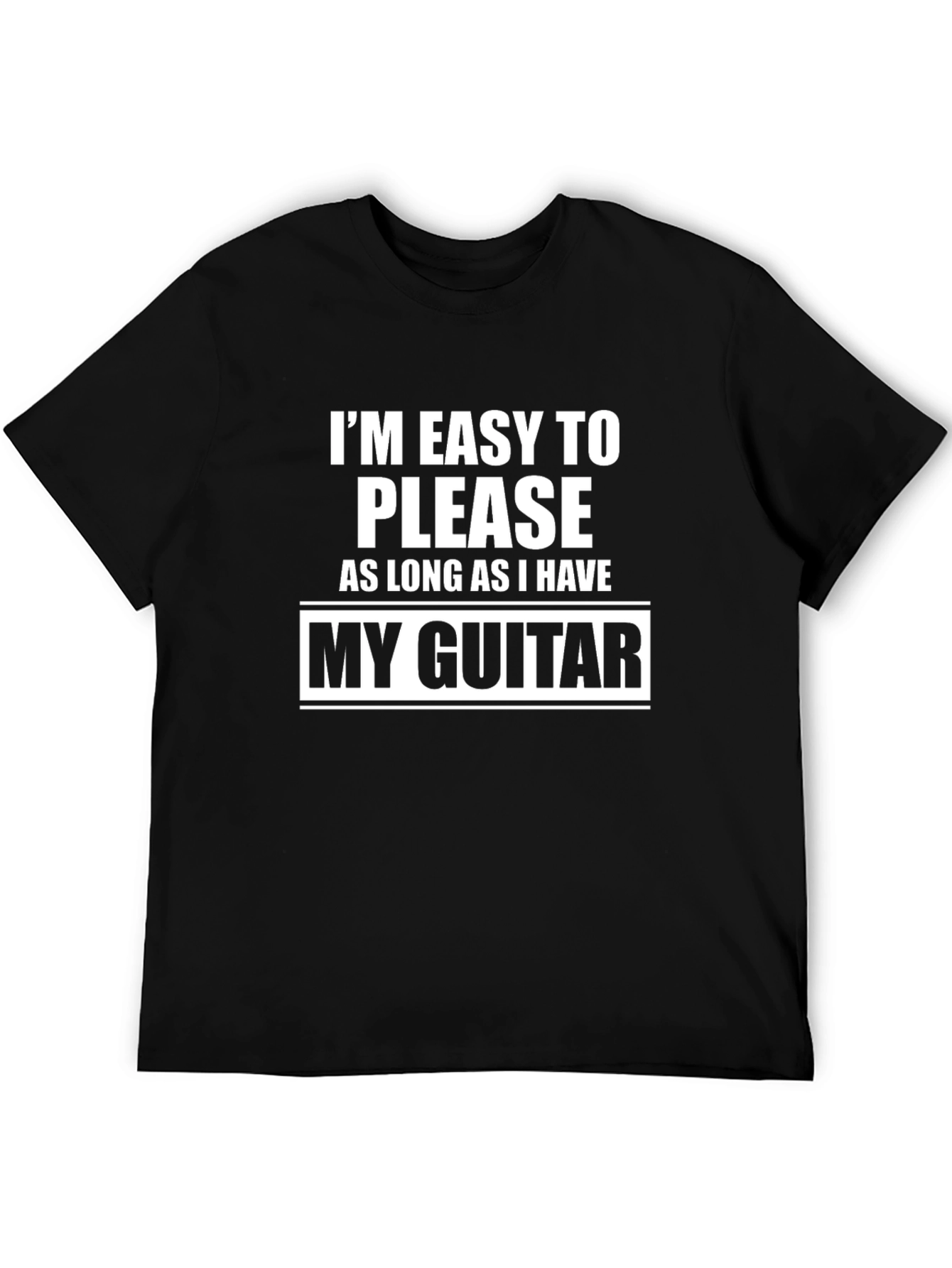 Black Easy to Please Guitar Lover Black Tee view 5
