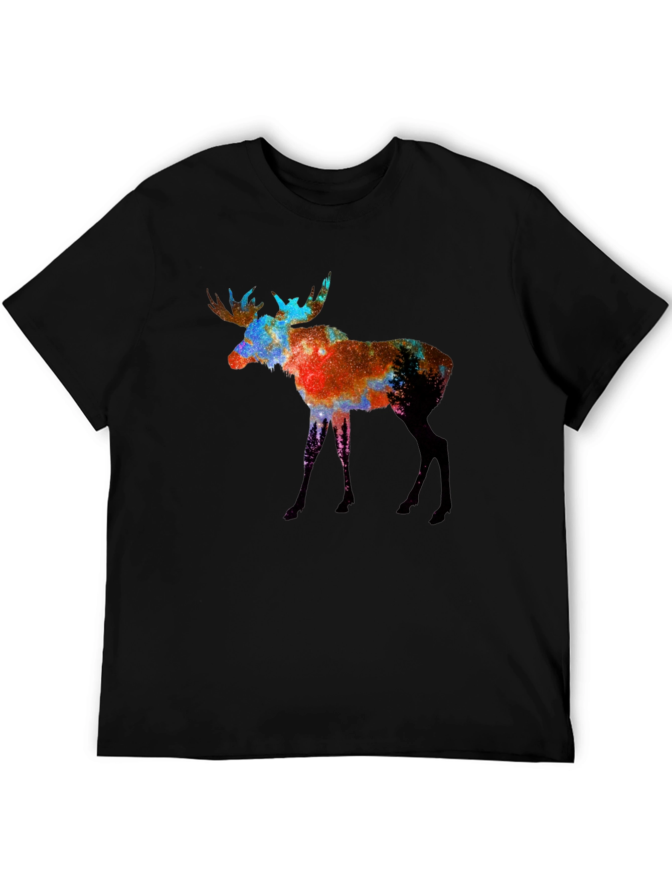 Black Moose Silhouette Graphic Tee - Men's Black T-Shirt view 5