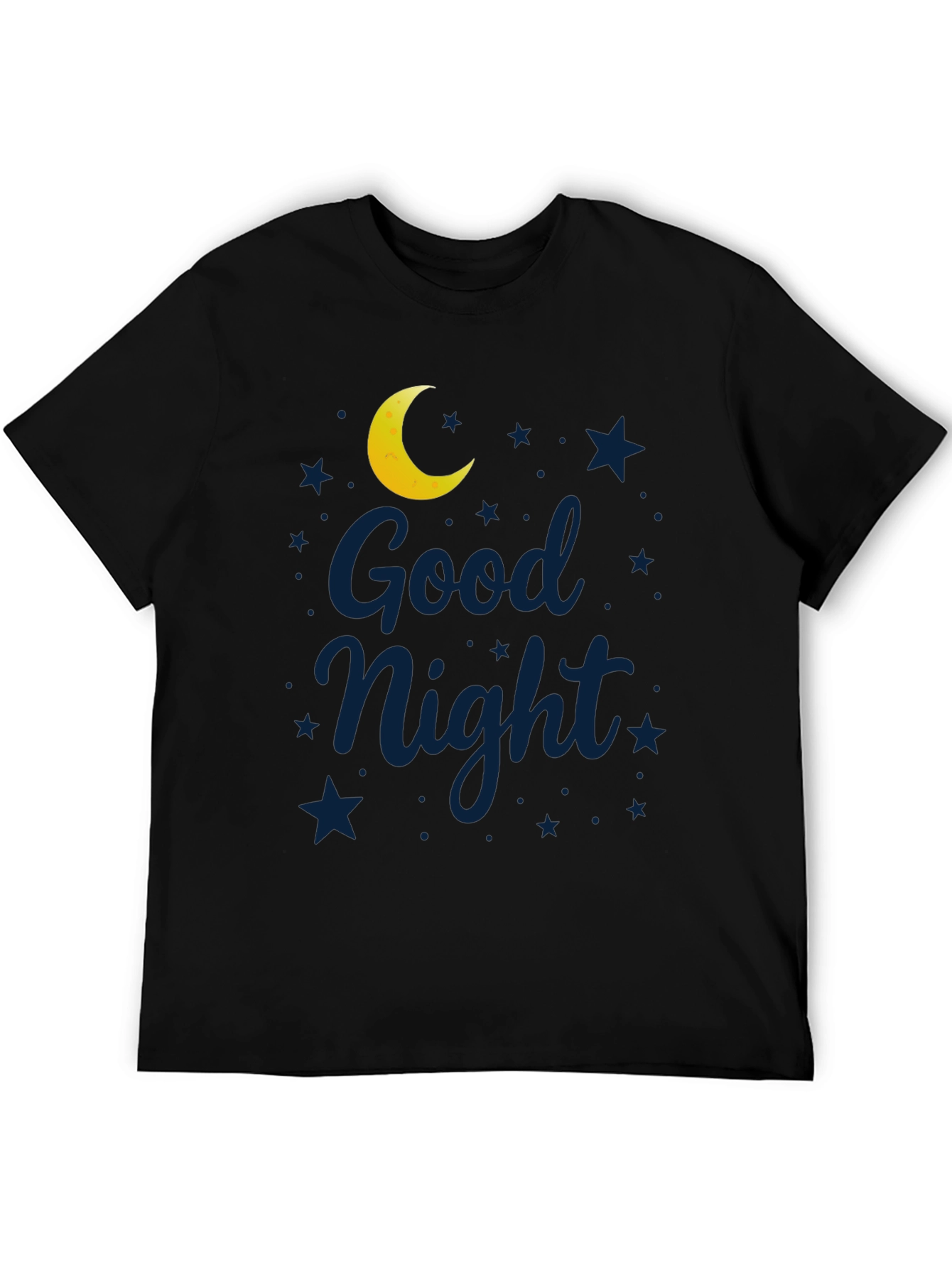 Black Good Night Moon & Stars Graphic Black T-Shirt view 5