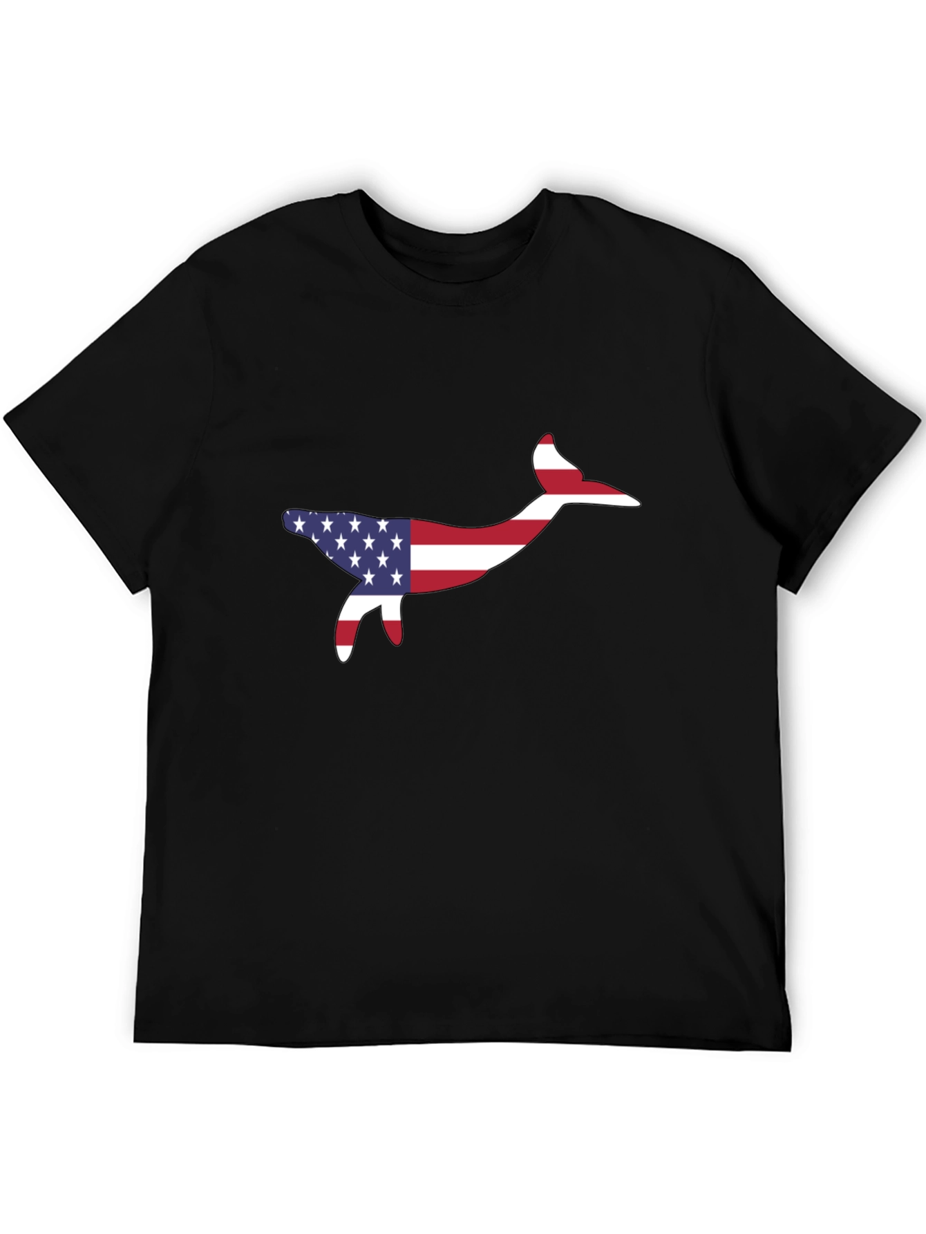 Black USA Flag Whale Graphic Tee - Patriotic Style view 5