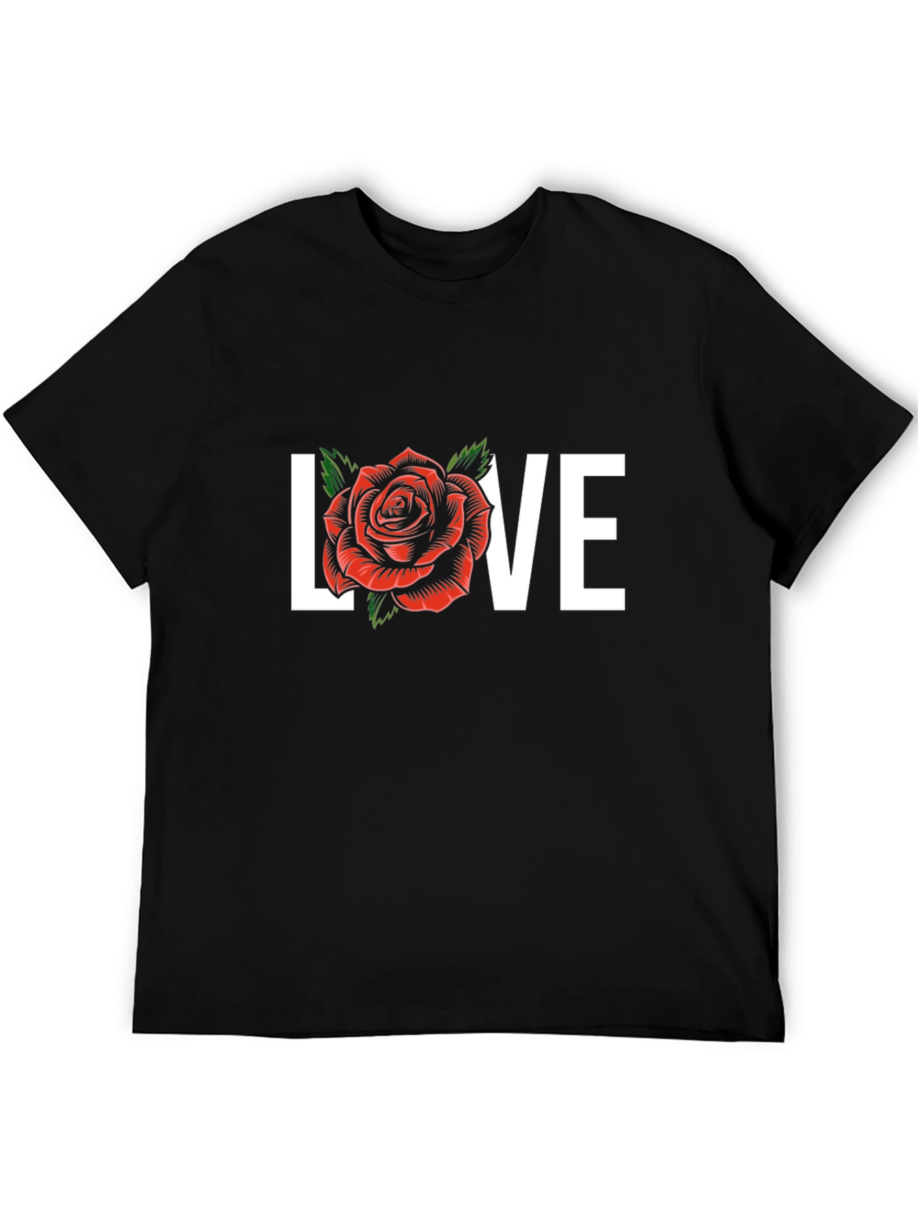 Black Love Rose Graphic Tee - Black view 5