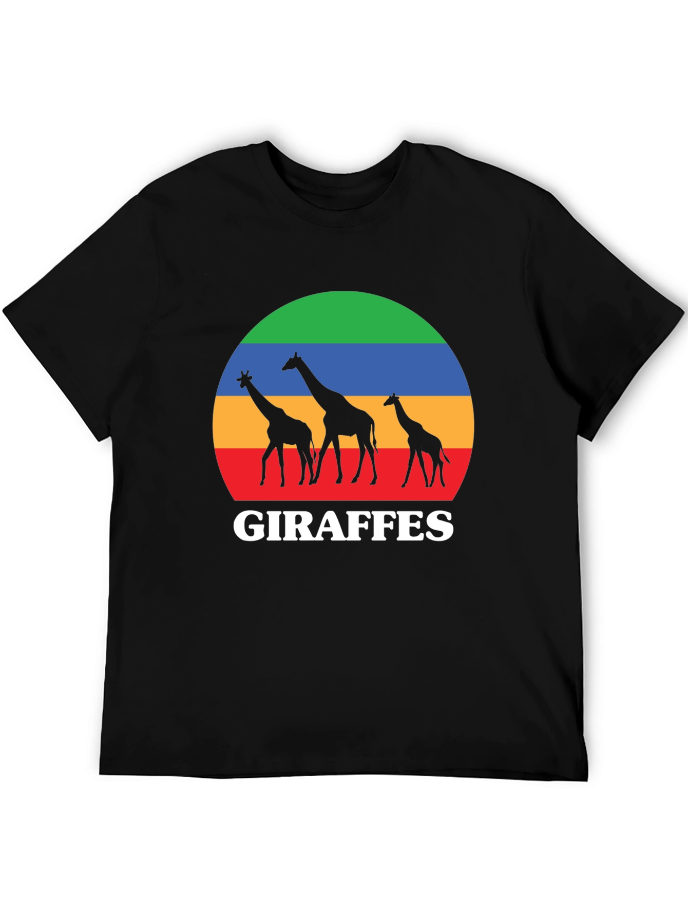 Black Giraffes Sunset Black T-Shirt view 5