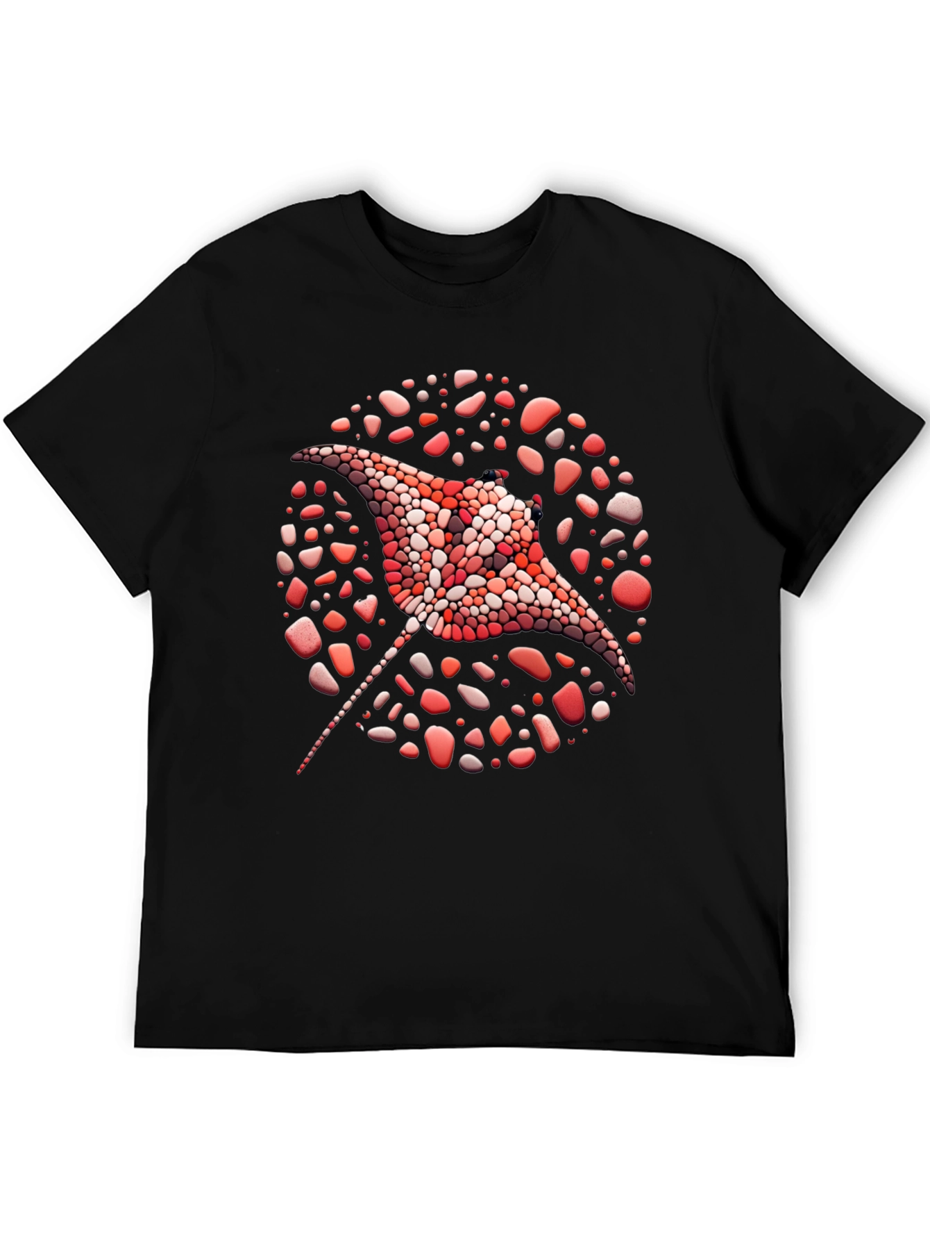 Black Manta Ray Mosaic Tee - Unique Graphic T-Shirt view 5