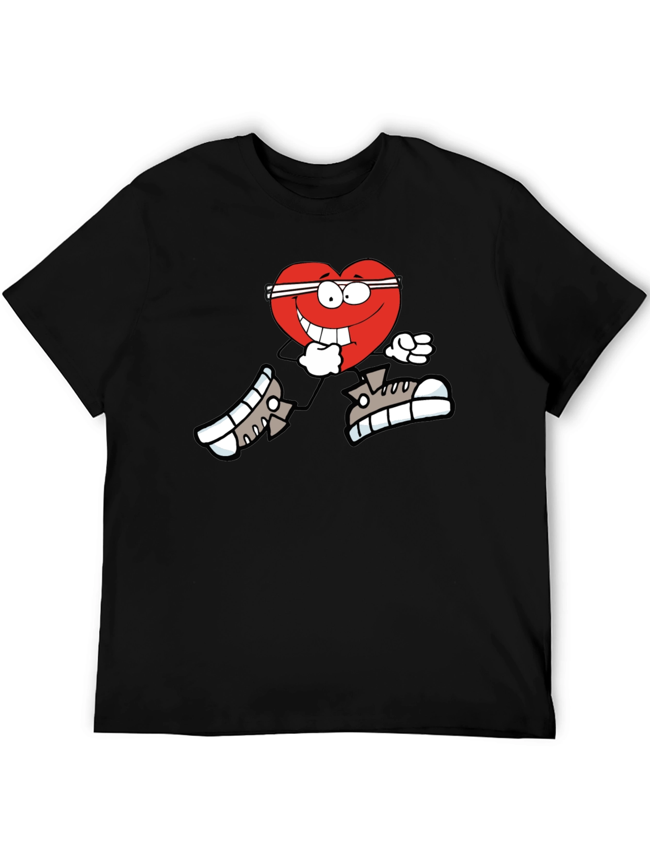 Black Running Heart Graphic Tee - Black Cotton Blend view 5