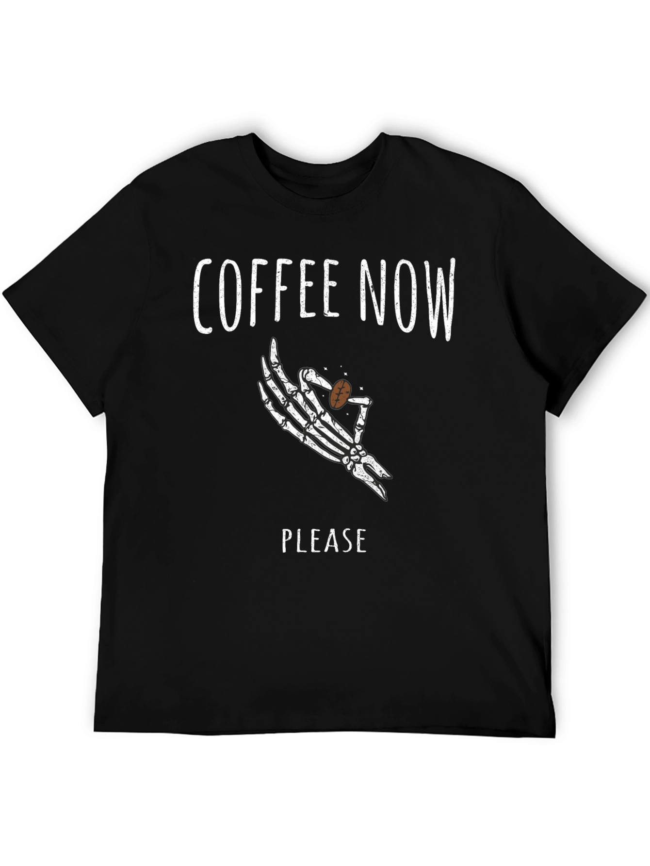 Black Coffee Now Please Skeleton Hand Graphic Tee view 5