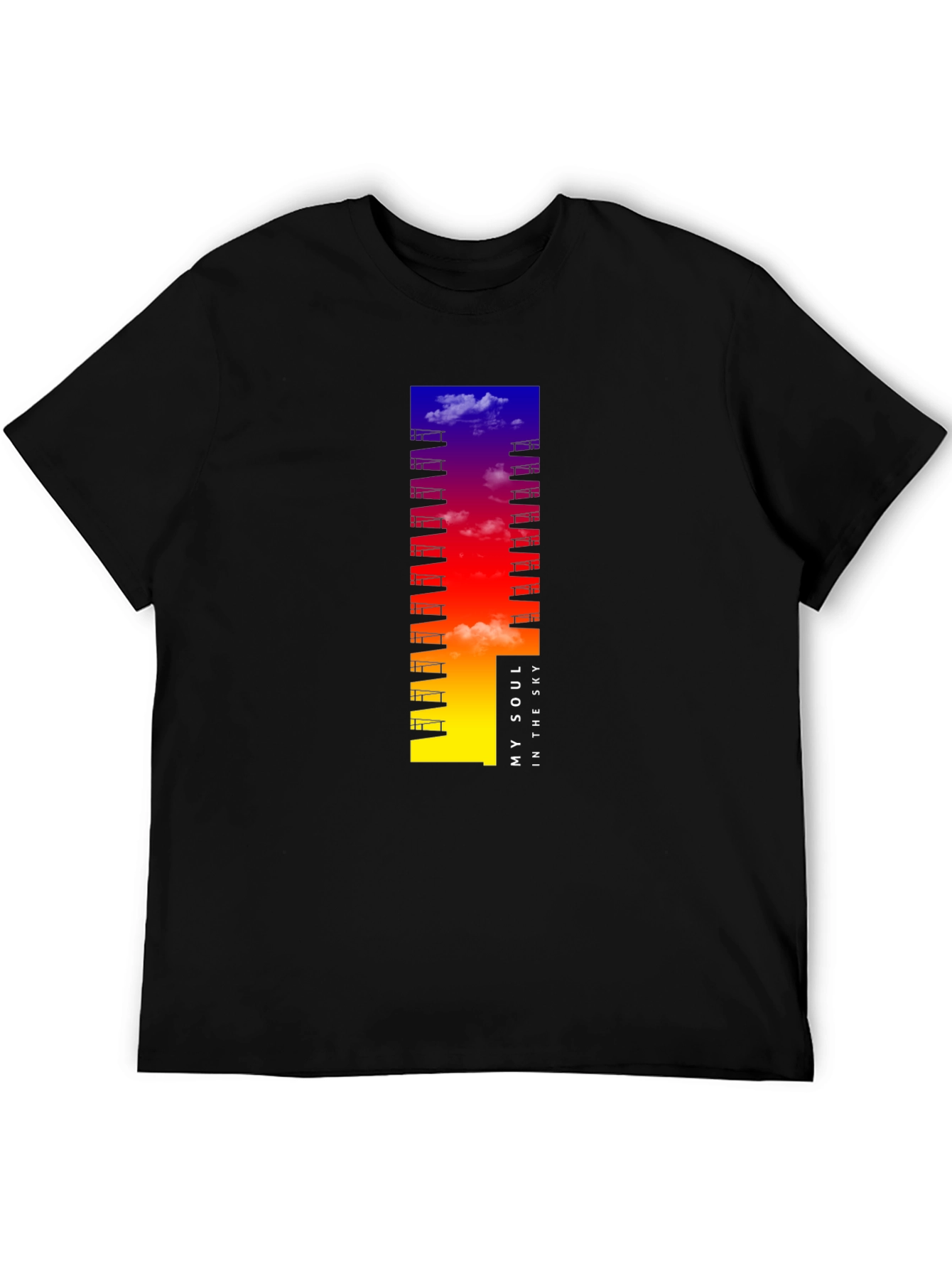 Black My Soul in the Sky Black Graphic T-Shirt view 5