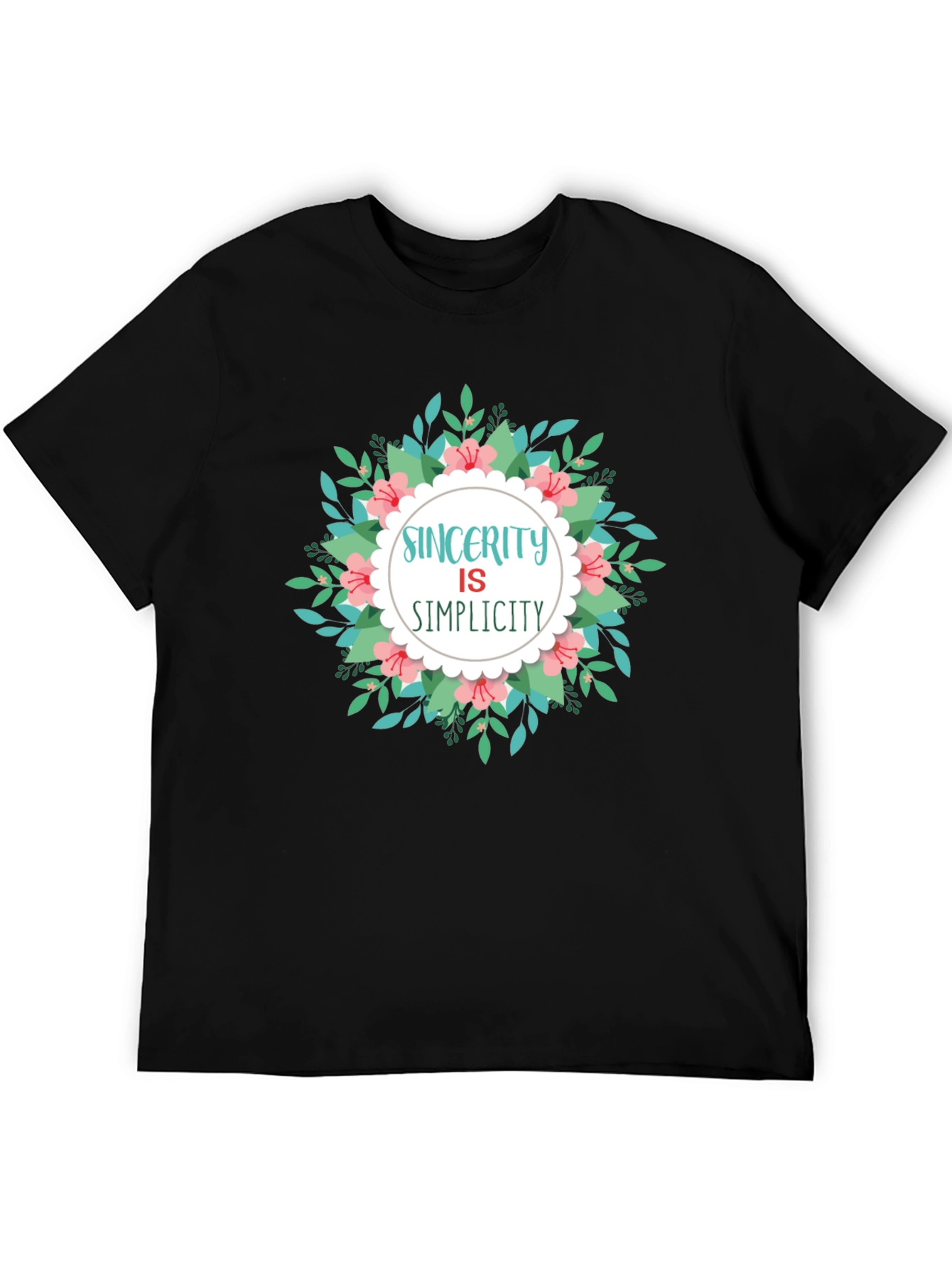 Black Sincerity Simplicity Floral T-Shirt view 5