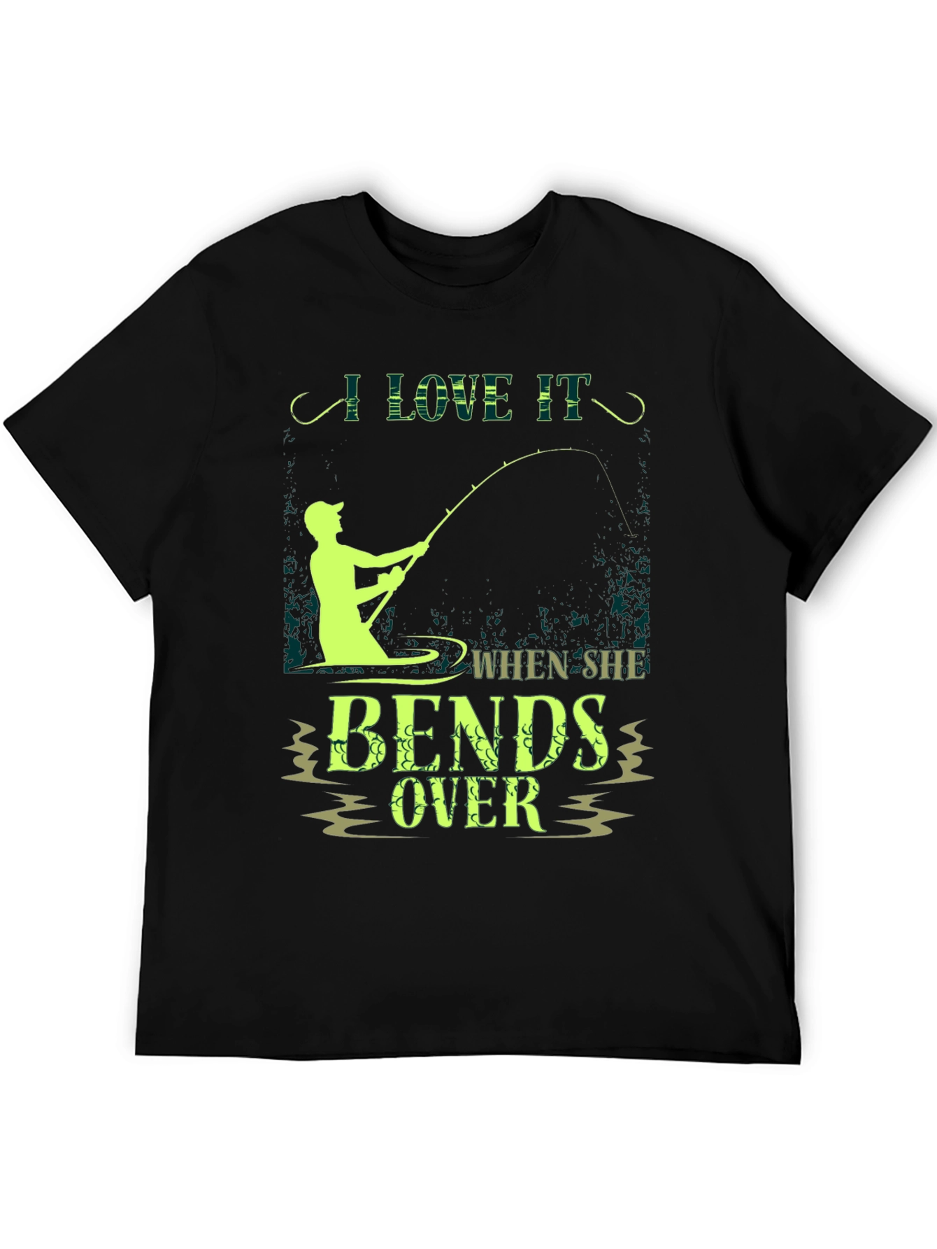Black Fishing Humor T-Shirt - I Love It When She Bends Over view 5