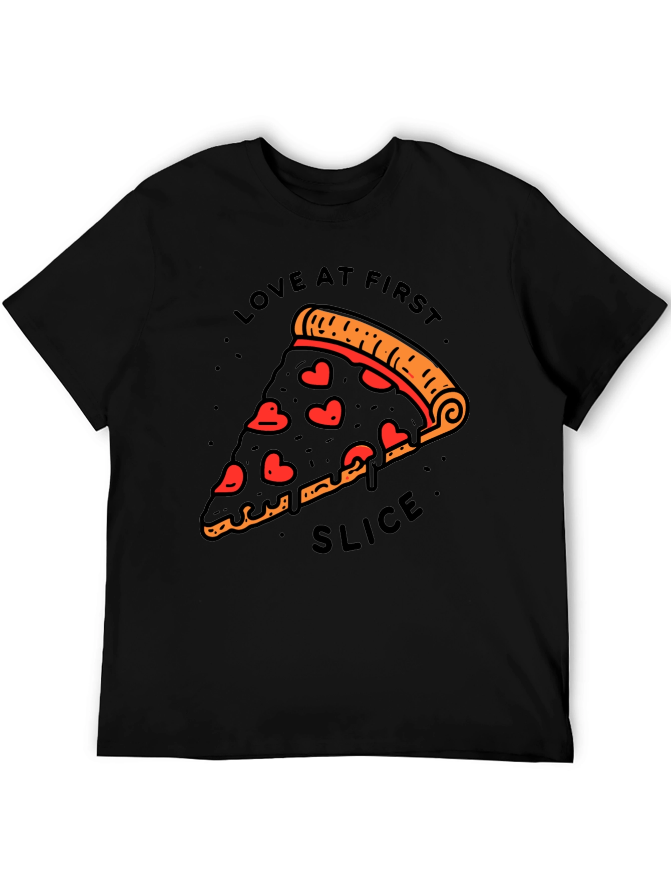 Black Love At First Slice Pizza T-Shirt - Black view 5