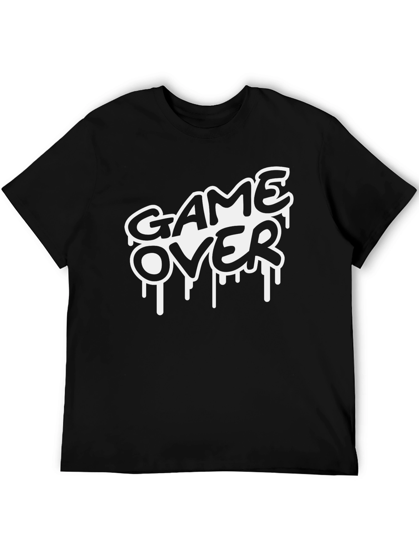 Black Game Over Graphic T-Shirt - Black Cotton Tee view 5