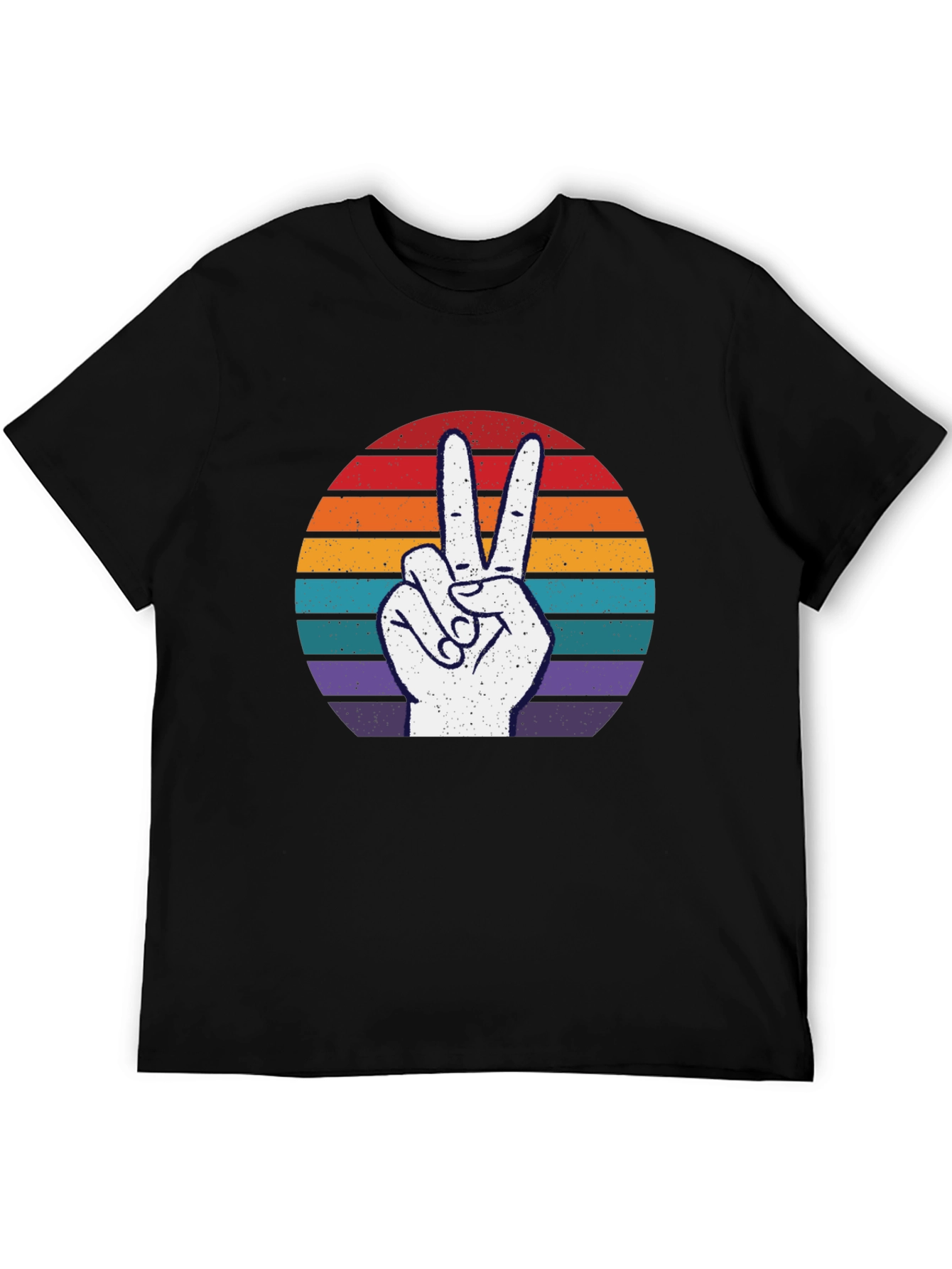 Black Retro Peace Sign Graphic Tee view 5