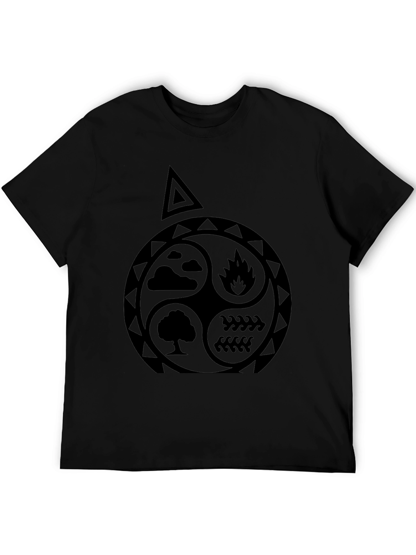 Black Elements T-Shirt: Earth, Air, Fire, Water Symbol view 5