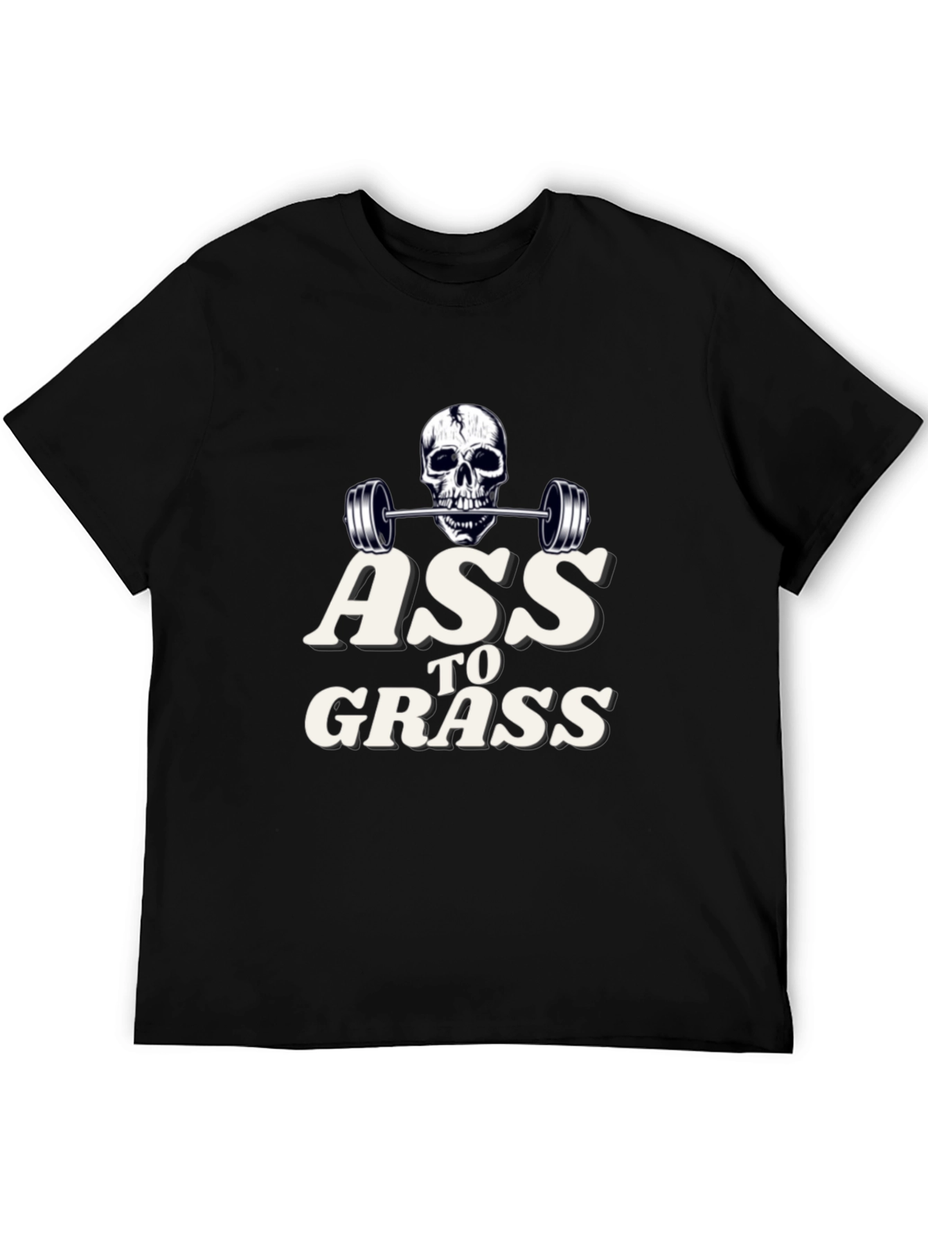 Black Ass to Grass Weightlifting Skull Graphic T-Shirt view 5