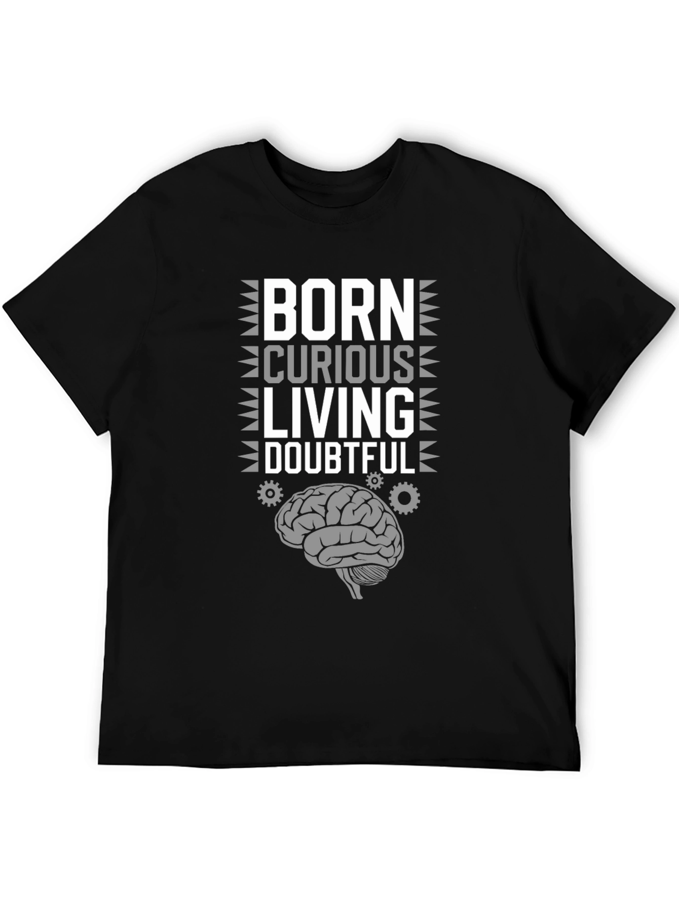 Black Born Curious T-Shirt - Brain Graphic Tee view 5