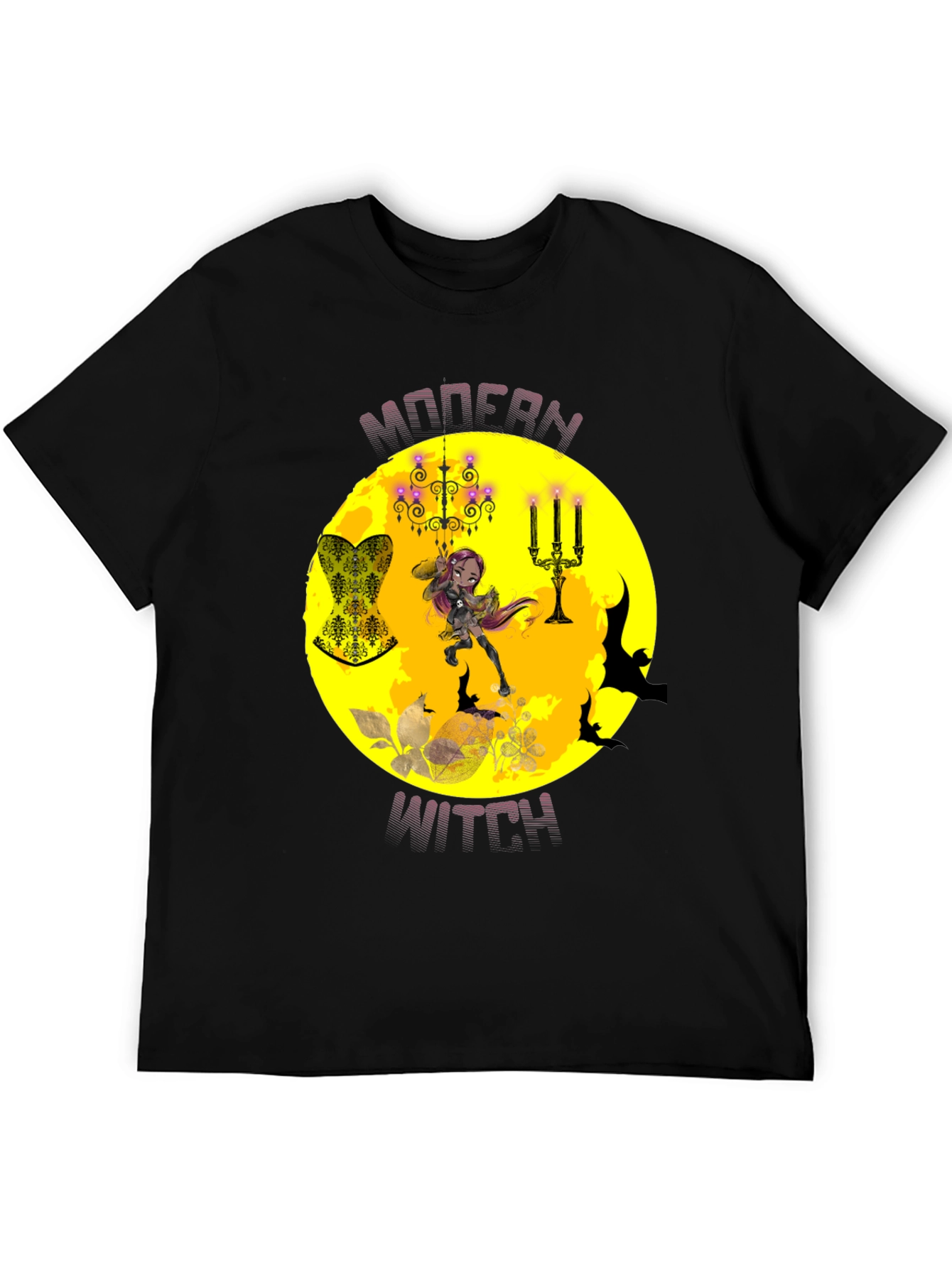 Black Modern Witch Graphic Tee - Halloween T-Shirt view 5