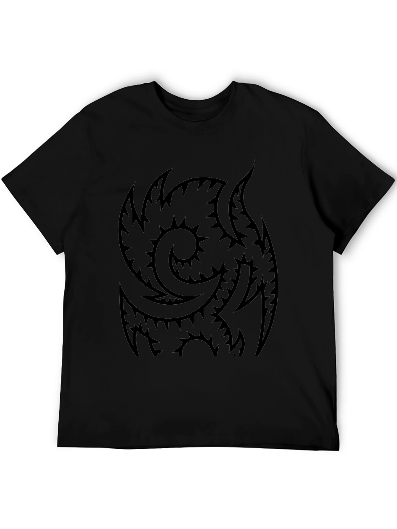 Black Tribal Tattoo Graphic Black T-Shirt view 5