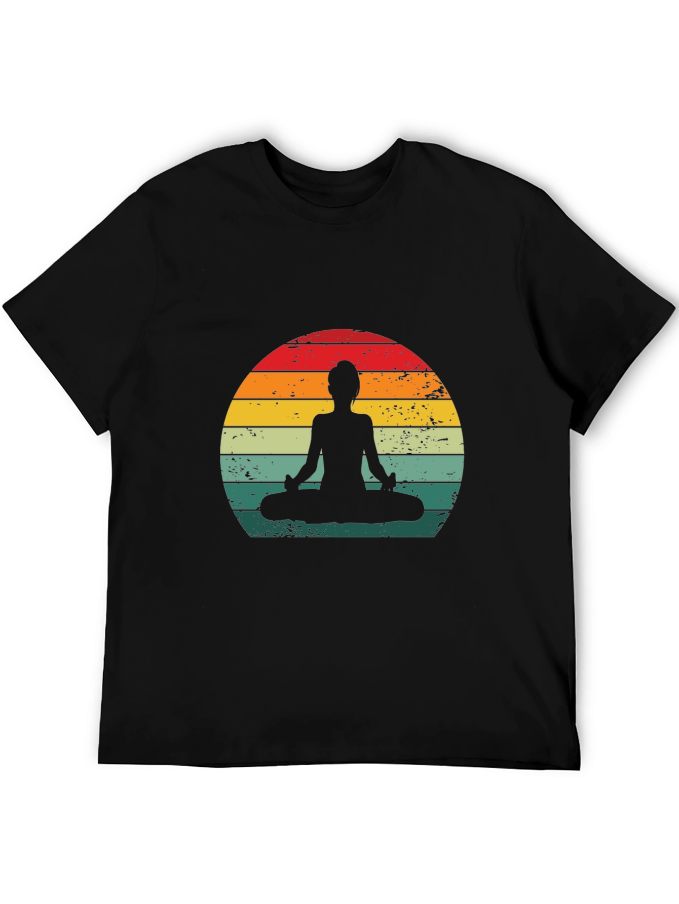 Black Retro Yoga Silhouette T-Shirt view 5