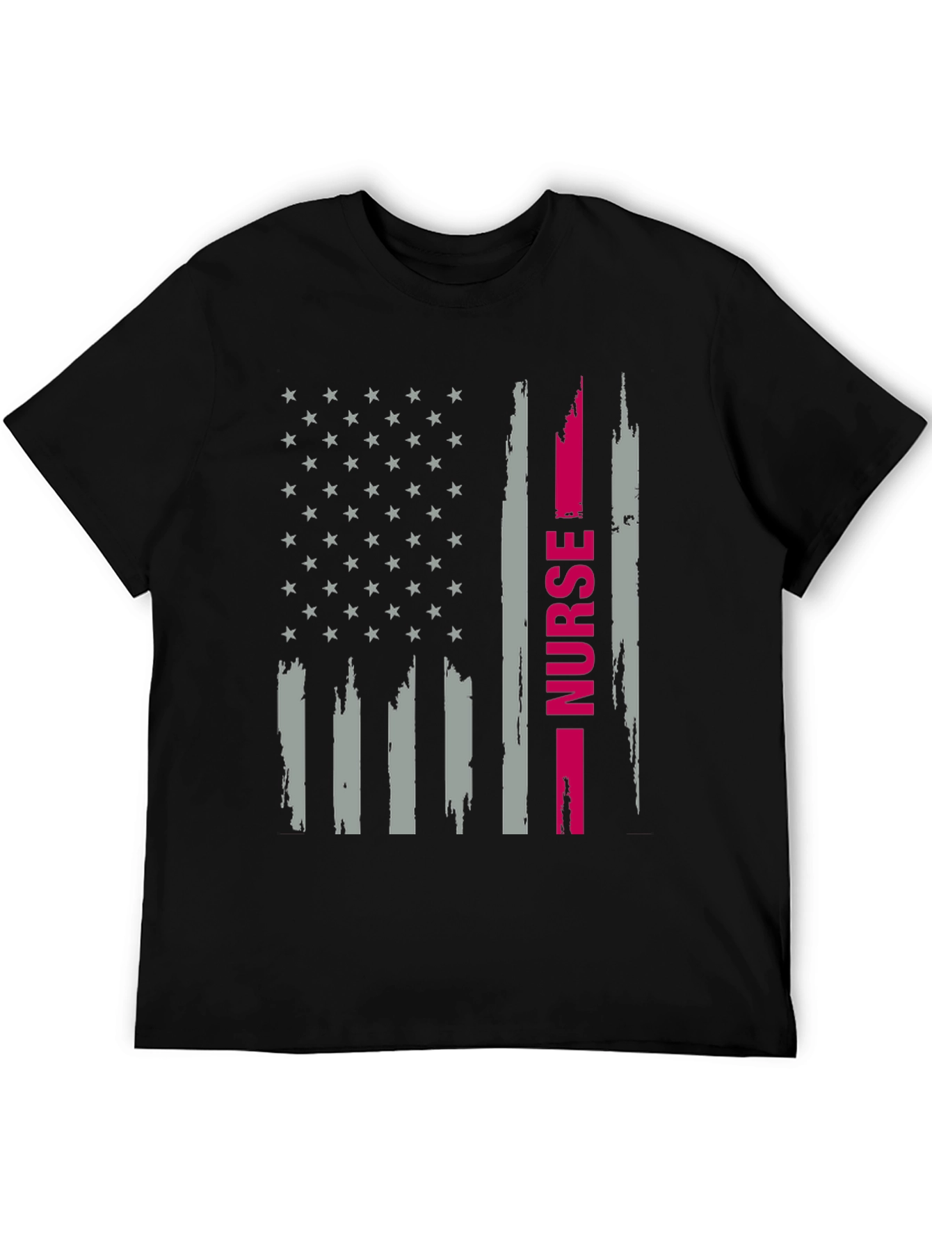Black Nurse American Flag Graphic T-Shirt view 5