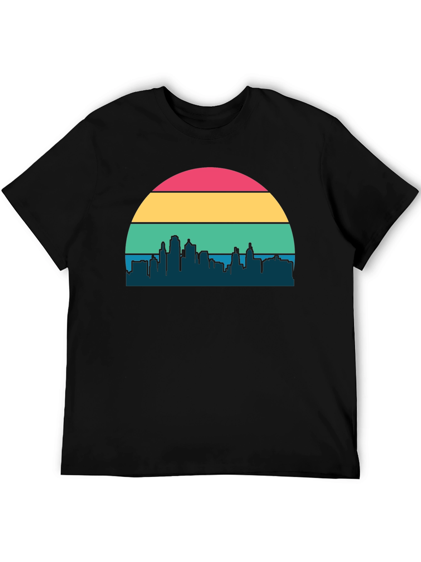 Black Retro Sunset Cityscape Graphic Tee view 5
