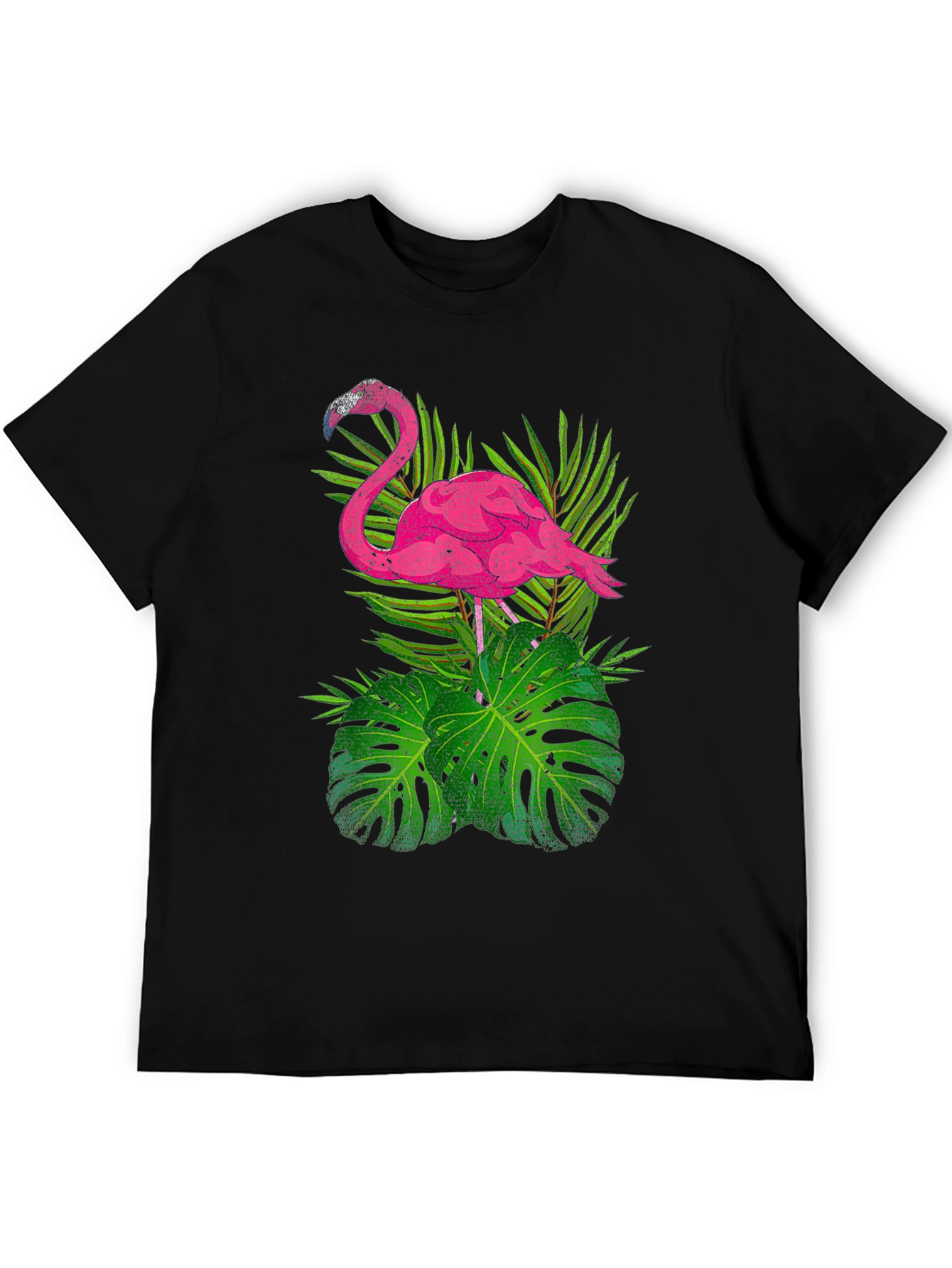 Black Tropical Flamingo Graphic T-Shirt view 5